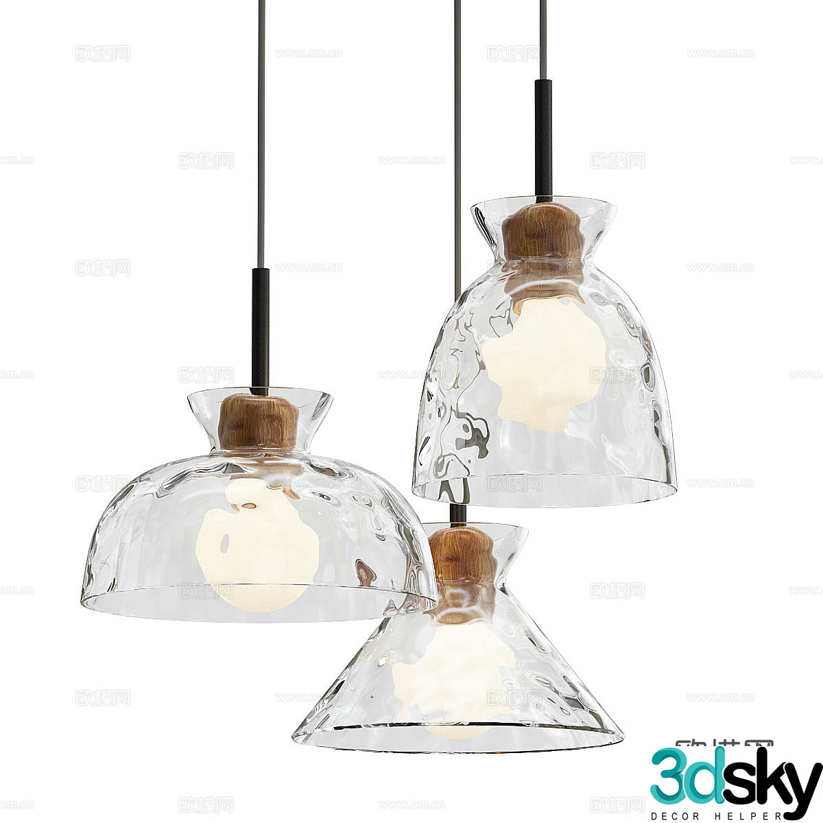 Modern glass hanging wire lamp 3d model
