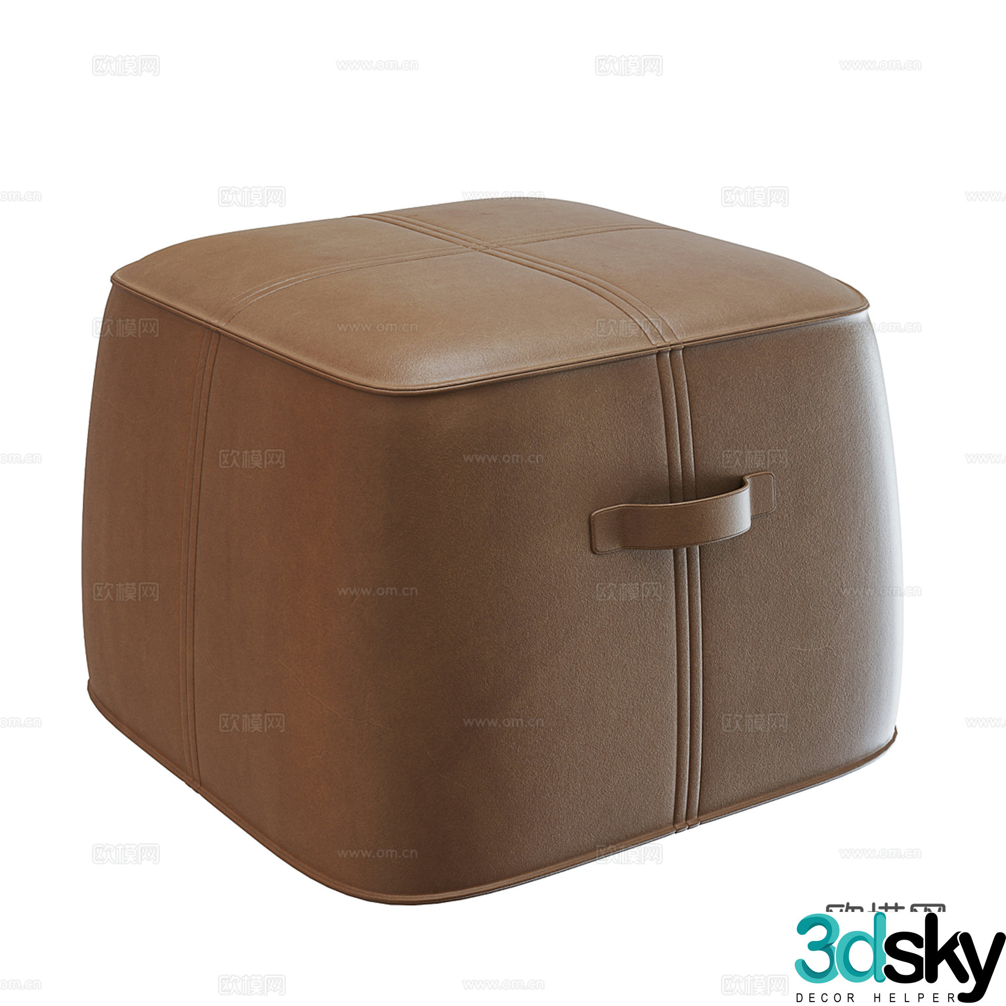 Modern leather sofa stool 3d model