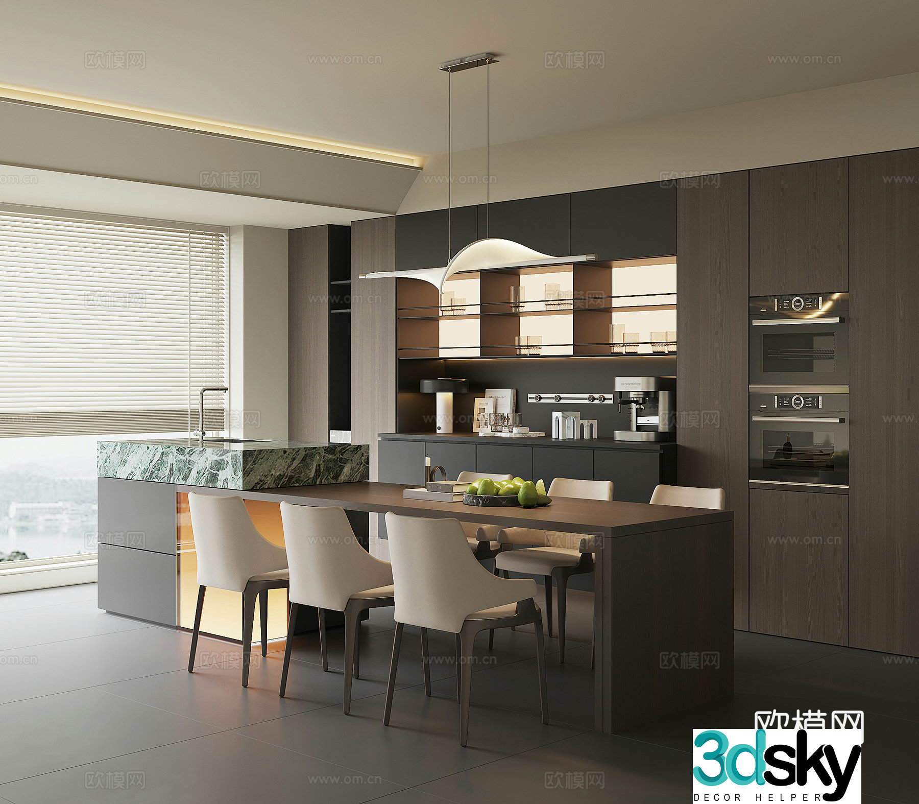 Modern island restaurant 3d model