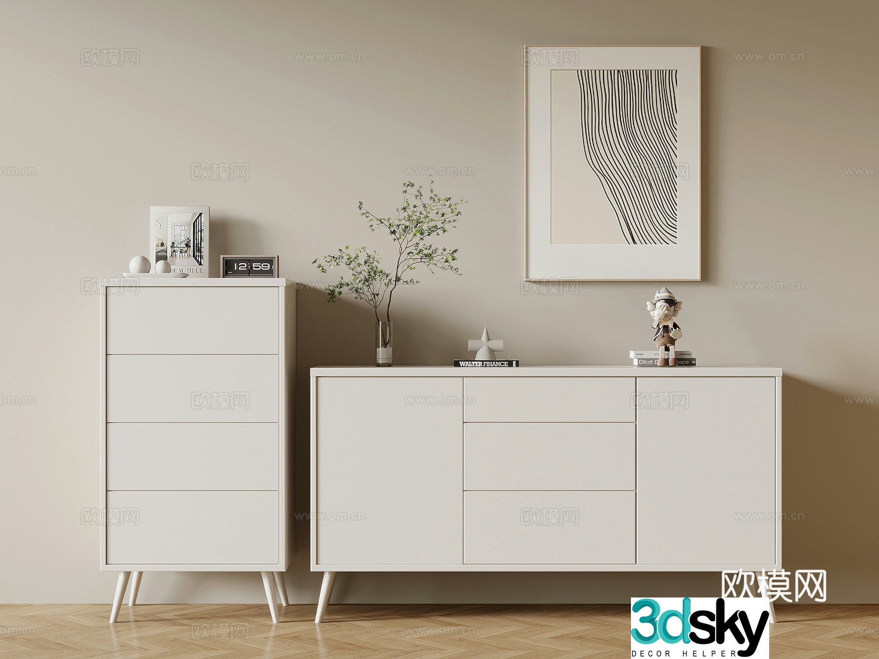 Modern entrance cabinet side cabinet chest cabinet 3d model
