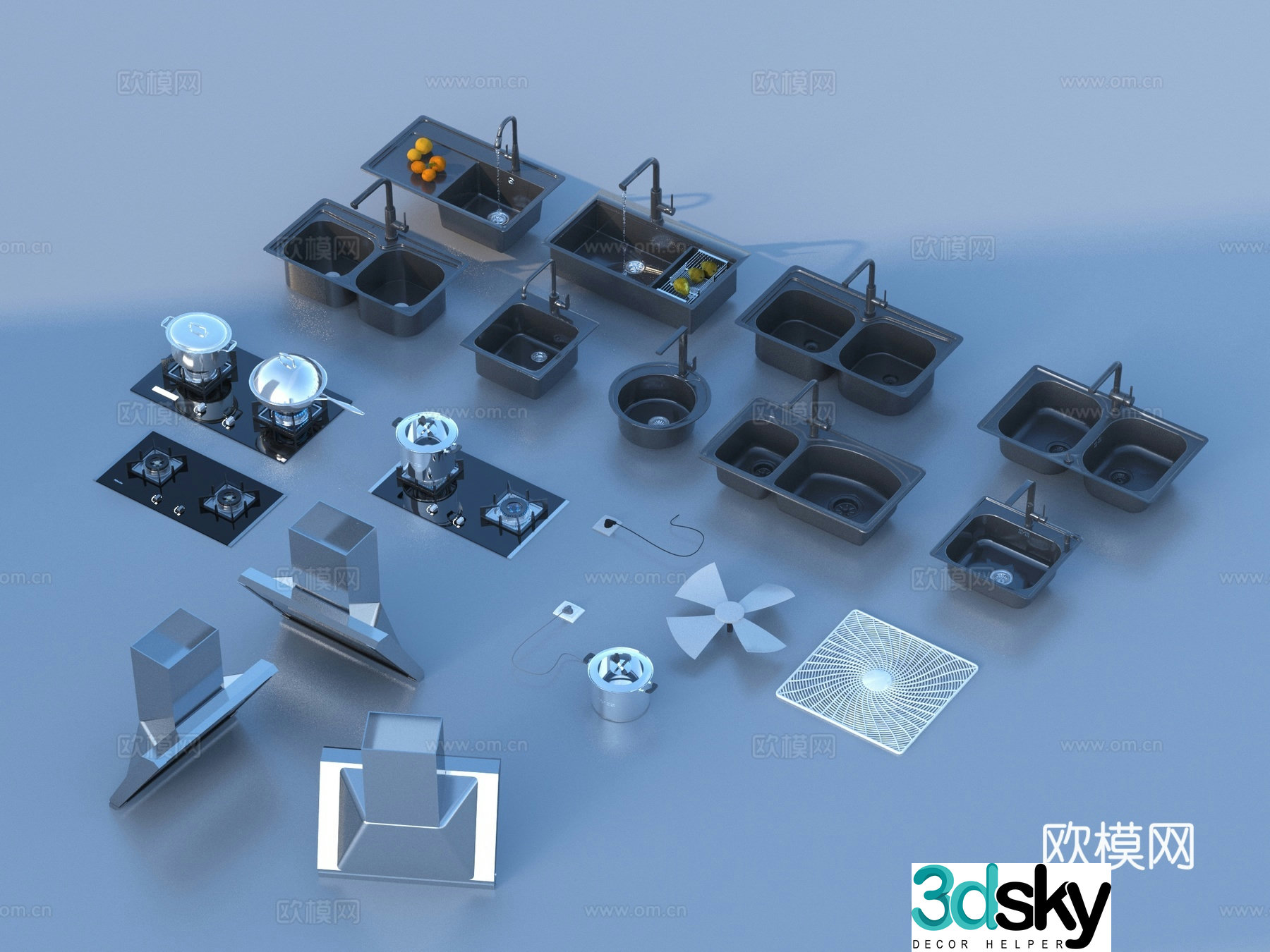 Washing basin kitchenware sketch 3d model