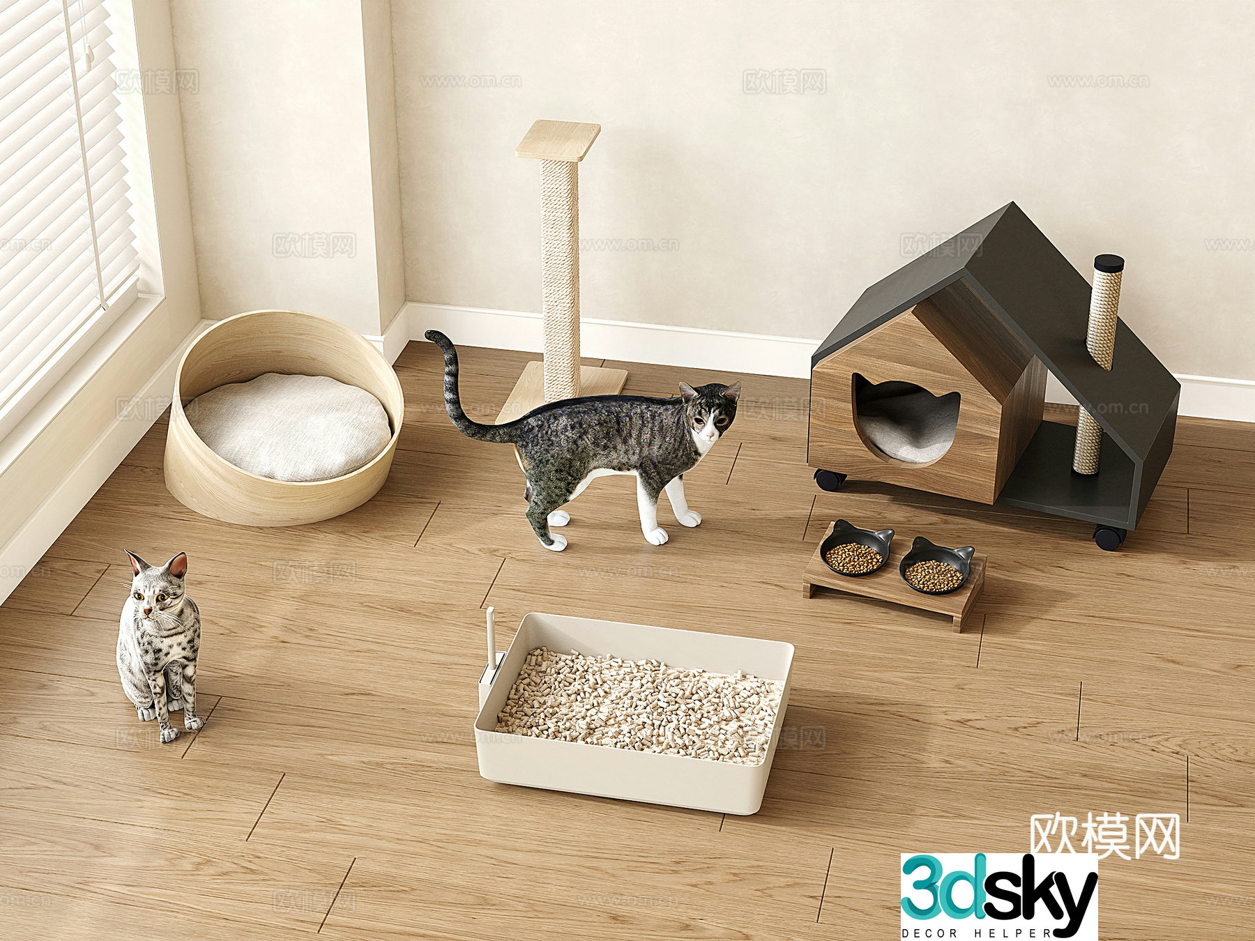 Modern Doghouse Cat Cat Sand Basin Pet Pet Supplies 3D Model