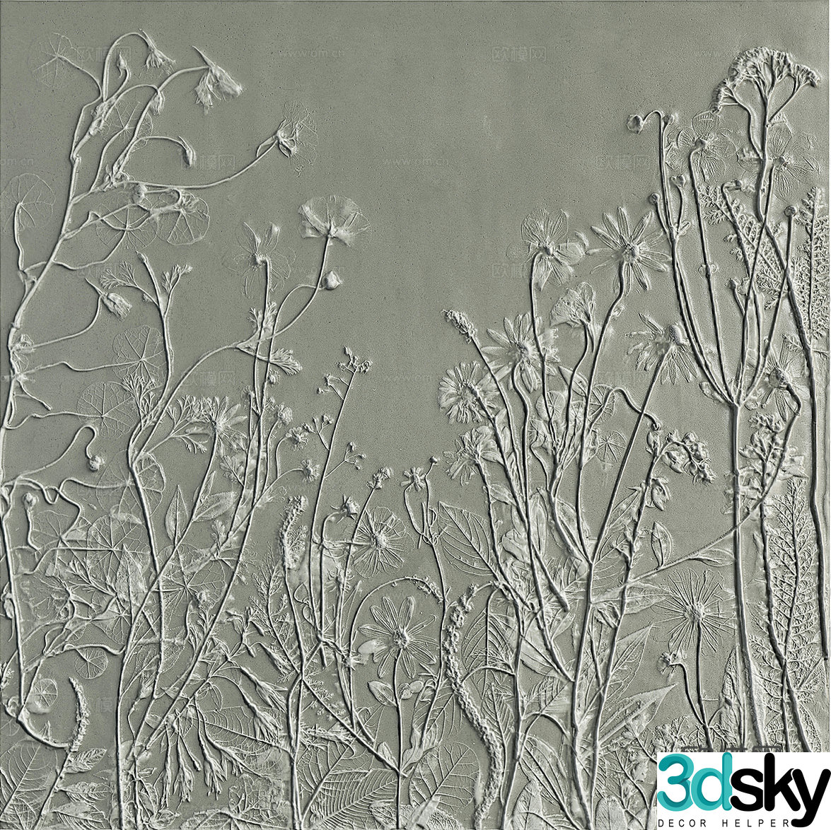 Plant bas-relief 3D model