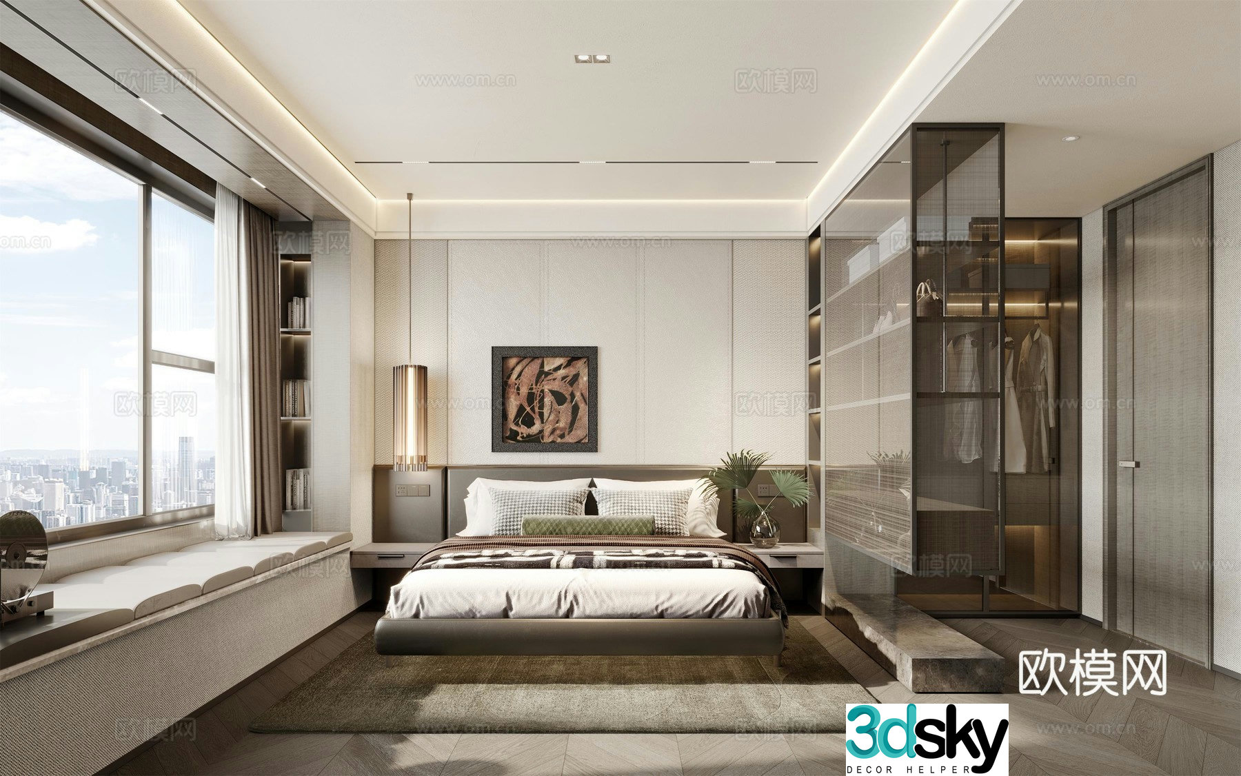 Modern light luxury bedroom 3d model
