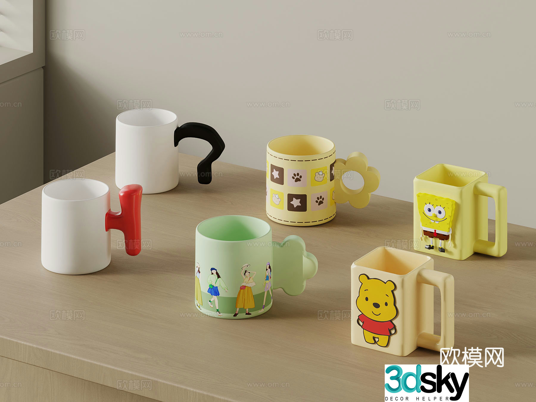 Modern cartoon water cup 3d model