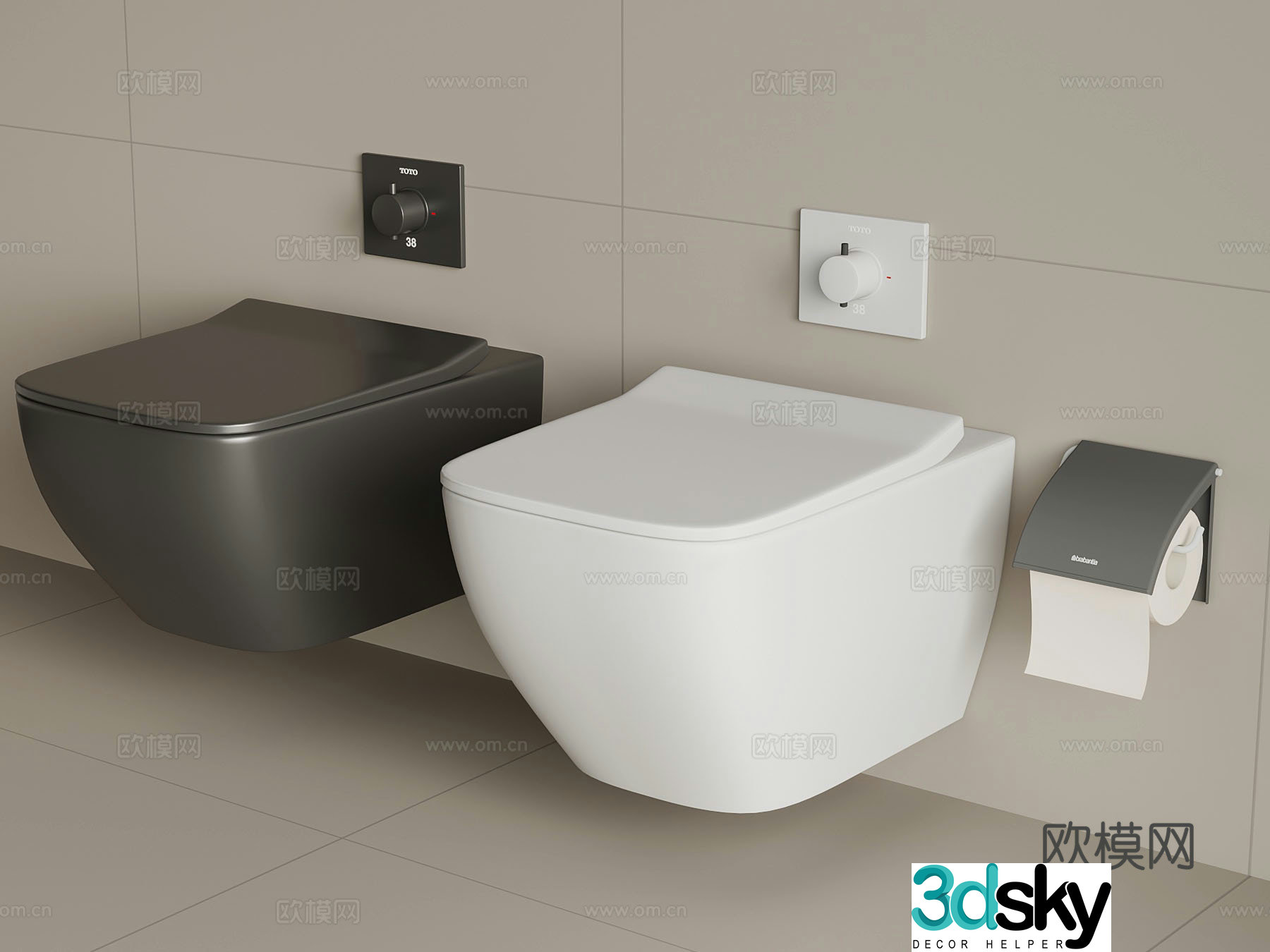 Modern wall-mounted toilet smart toilet 3d model