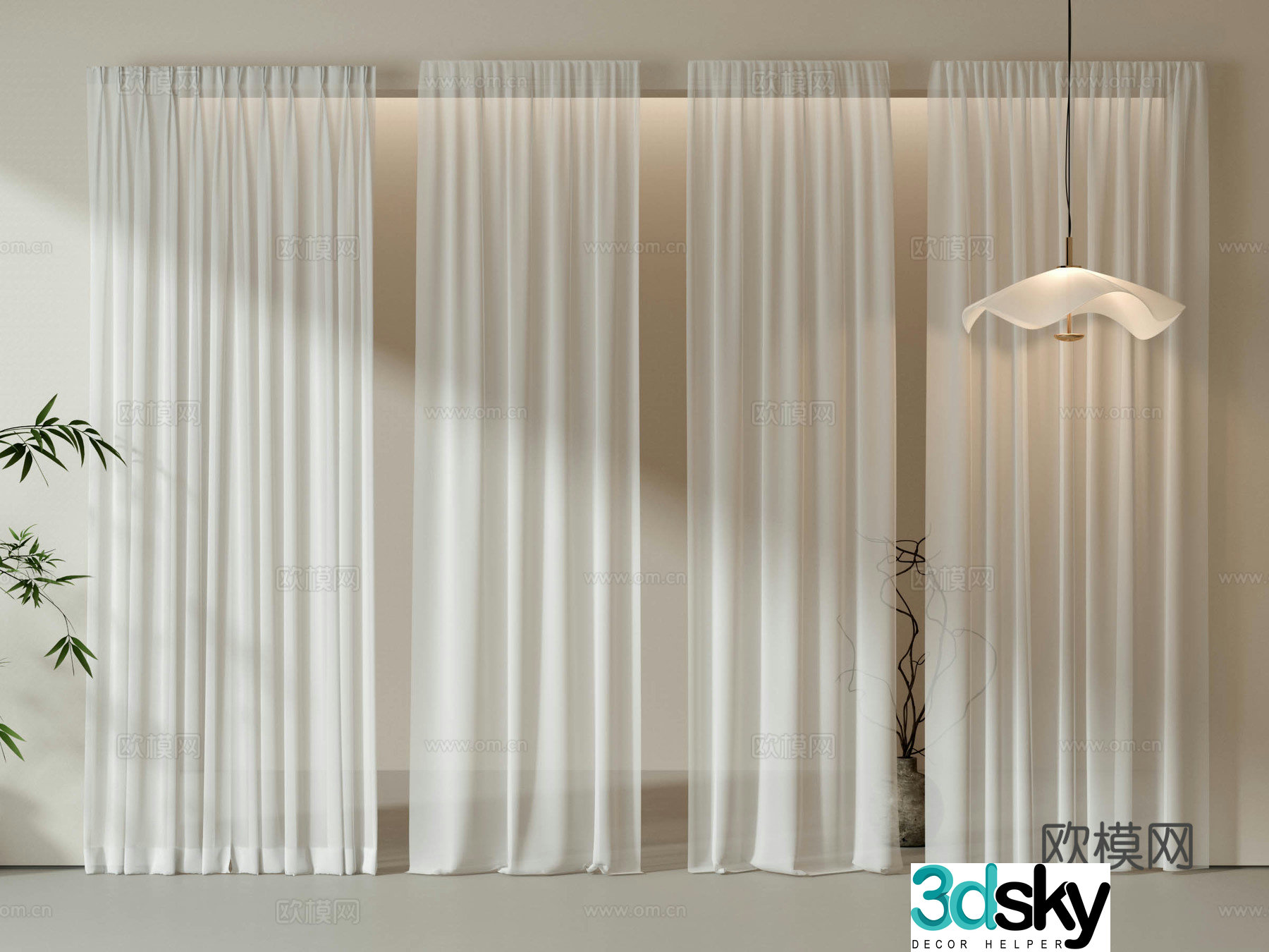 Modern gauze curtains Curtains Cream curtains Living room curtains Bedroom curtains Clothing 3D model