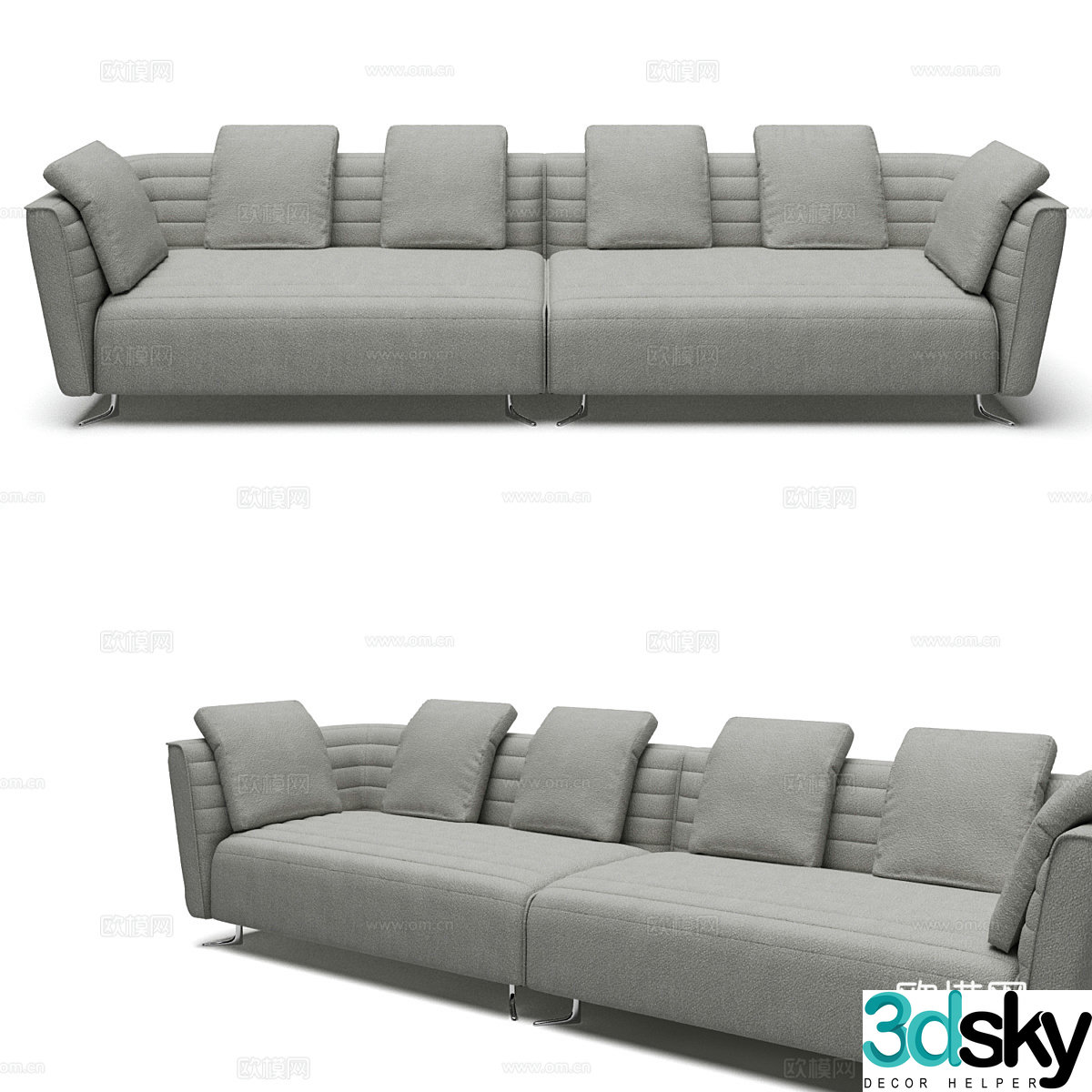 Modern simple double sofa double sofa simple double sofa living room sofa 3d model