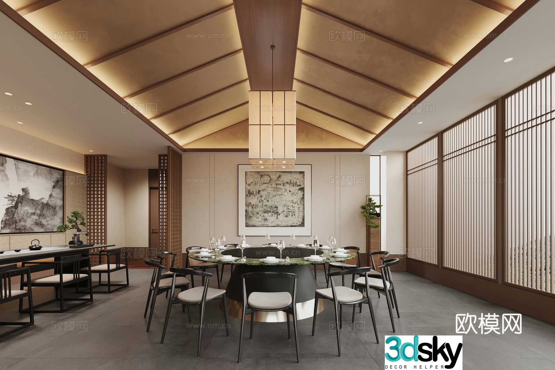 New Chinese restaurant private room 3D model