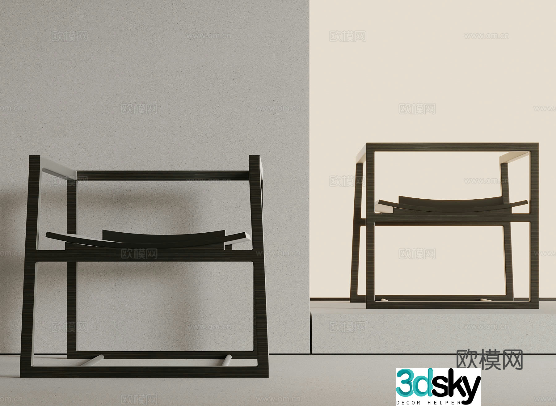 New Chinese dining table and chair with armrests 3D model