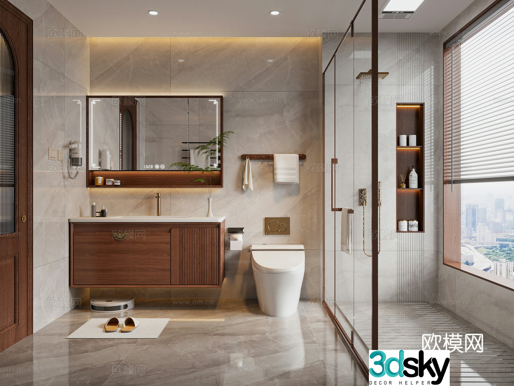 Modern medieval style bathroom shower toilet bathroom supplies bathroom cabinet 3d model