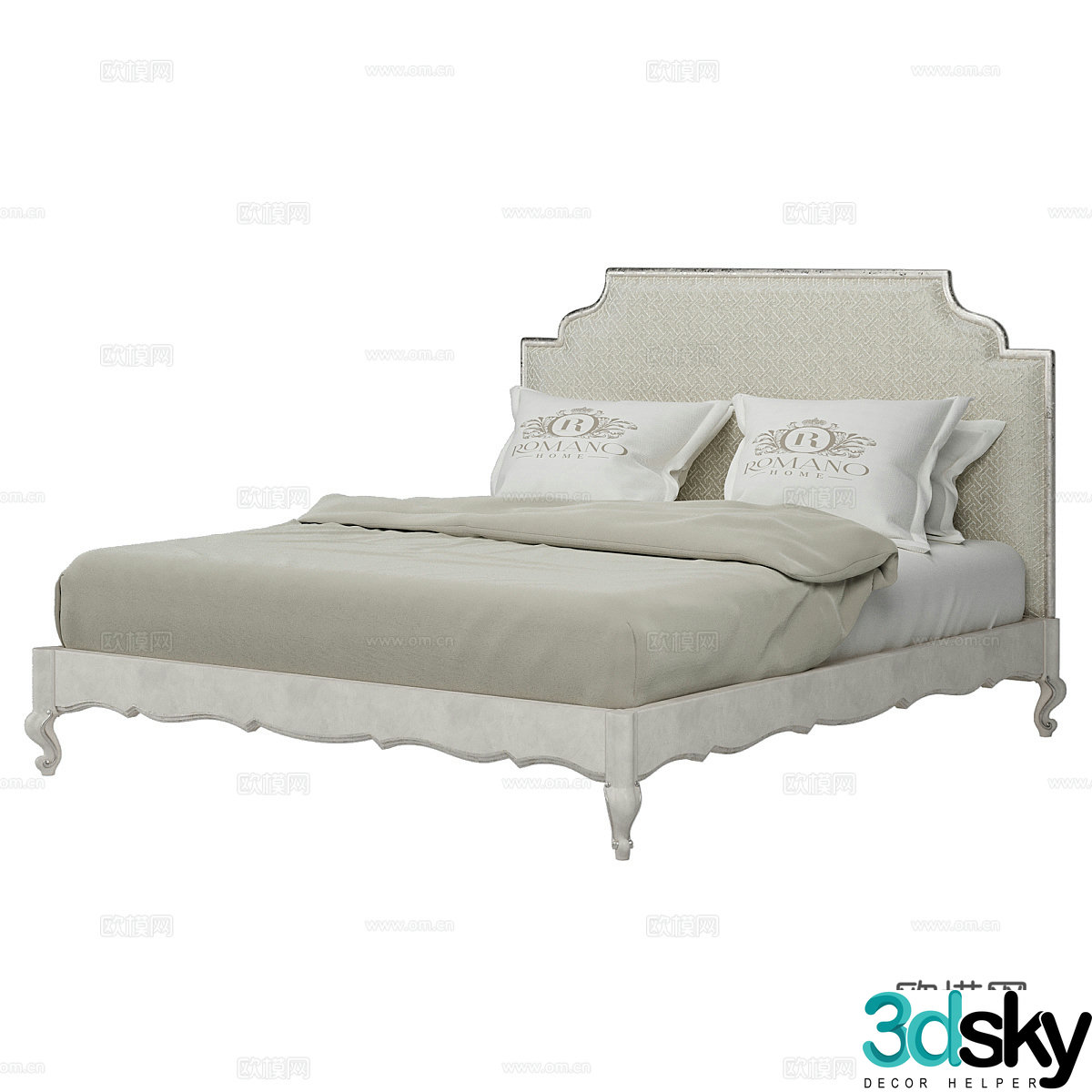 Nordic simple double bed double bed simple bed bedroom bed 3d model