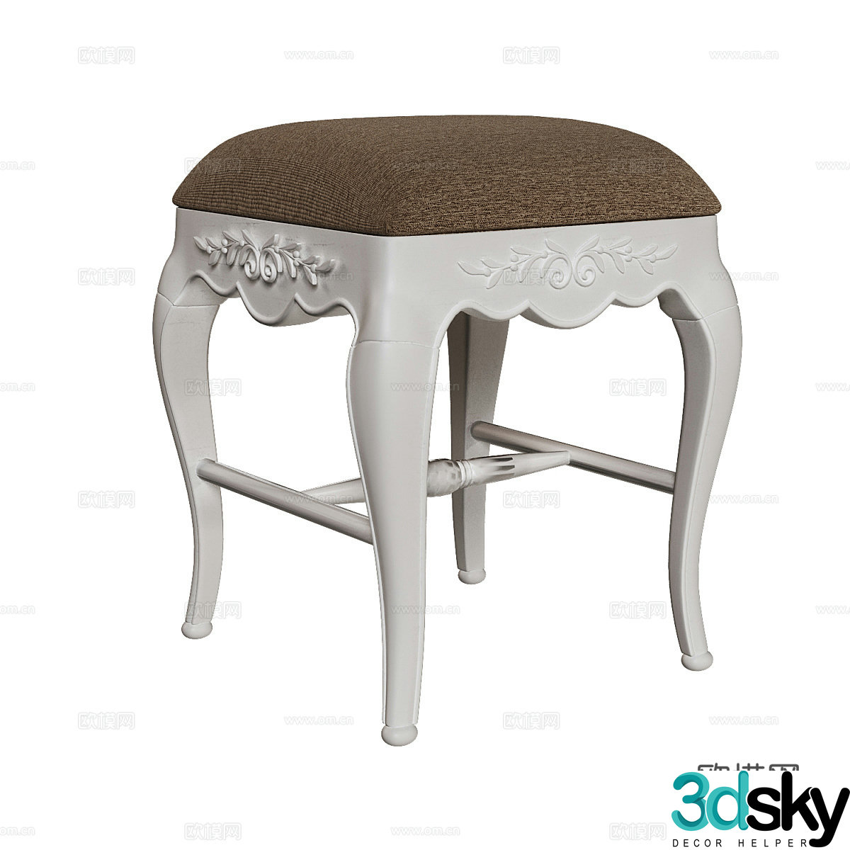 French simple low stool dressing table stool 3d model