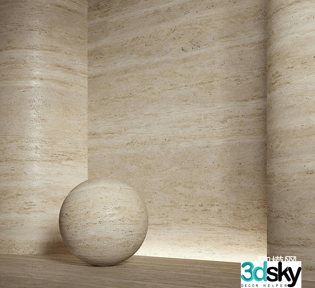 Foreign seamless cave stone material cave stone beige marble 3d model