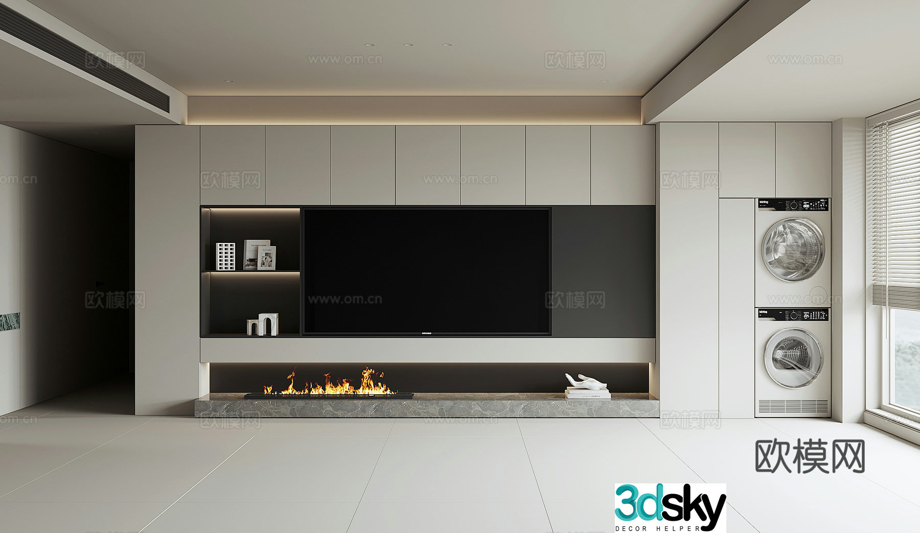 Modern TV background wall 3d model