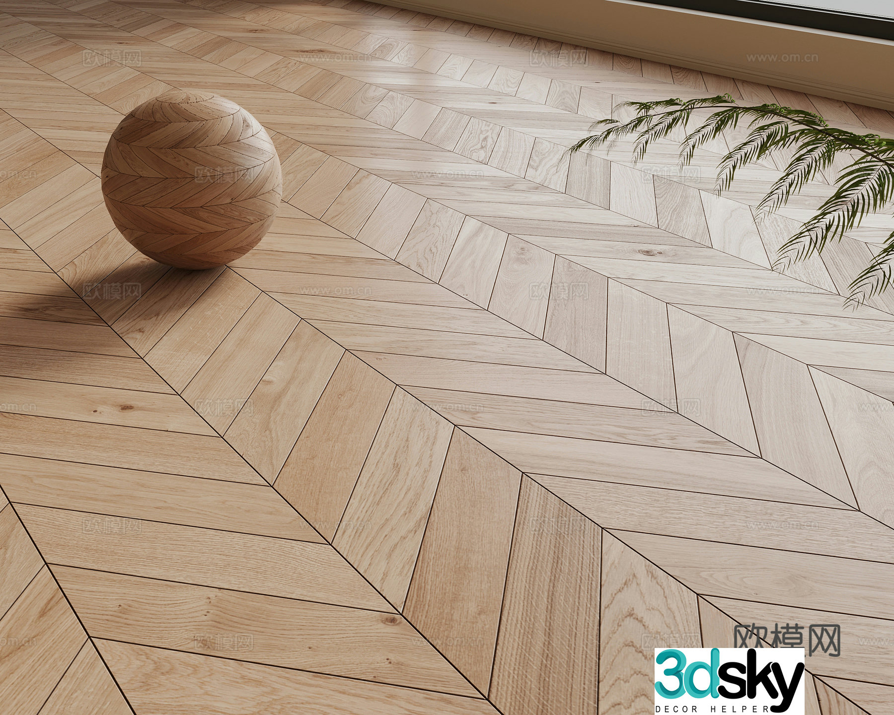 Modern wooden floor Herringbone wooden floor 3d model