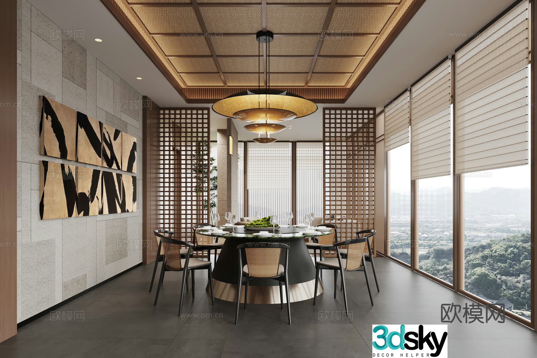 New Chinese restaurant private room 3D model