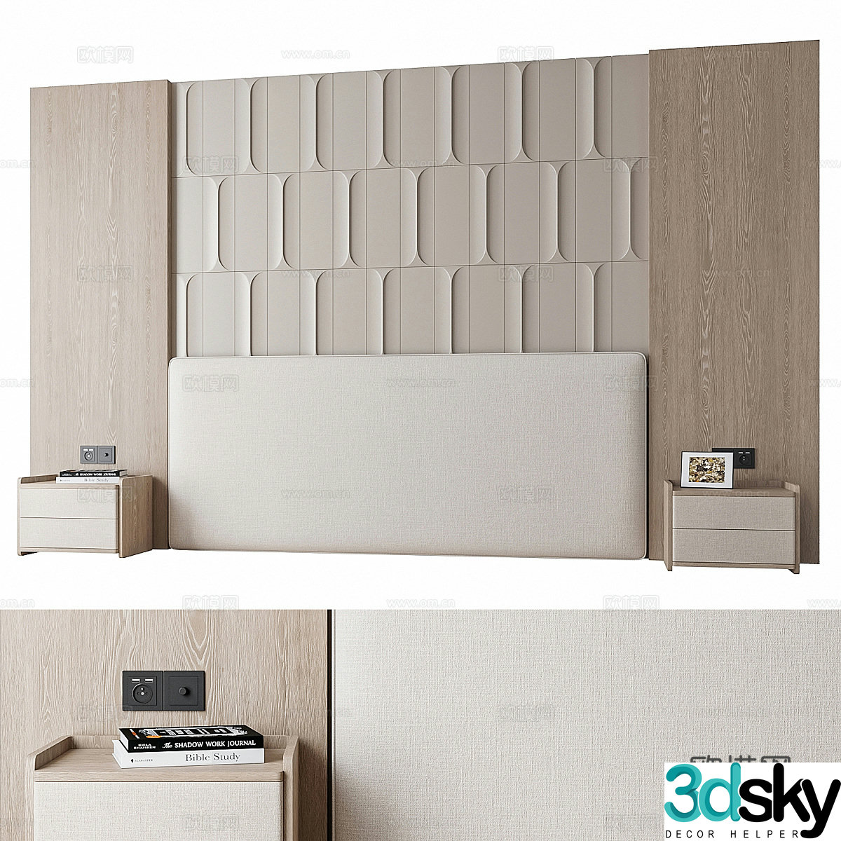 New Chinese style bedroom background wall 3d model