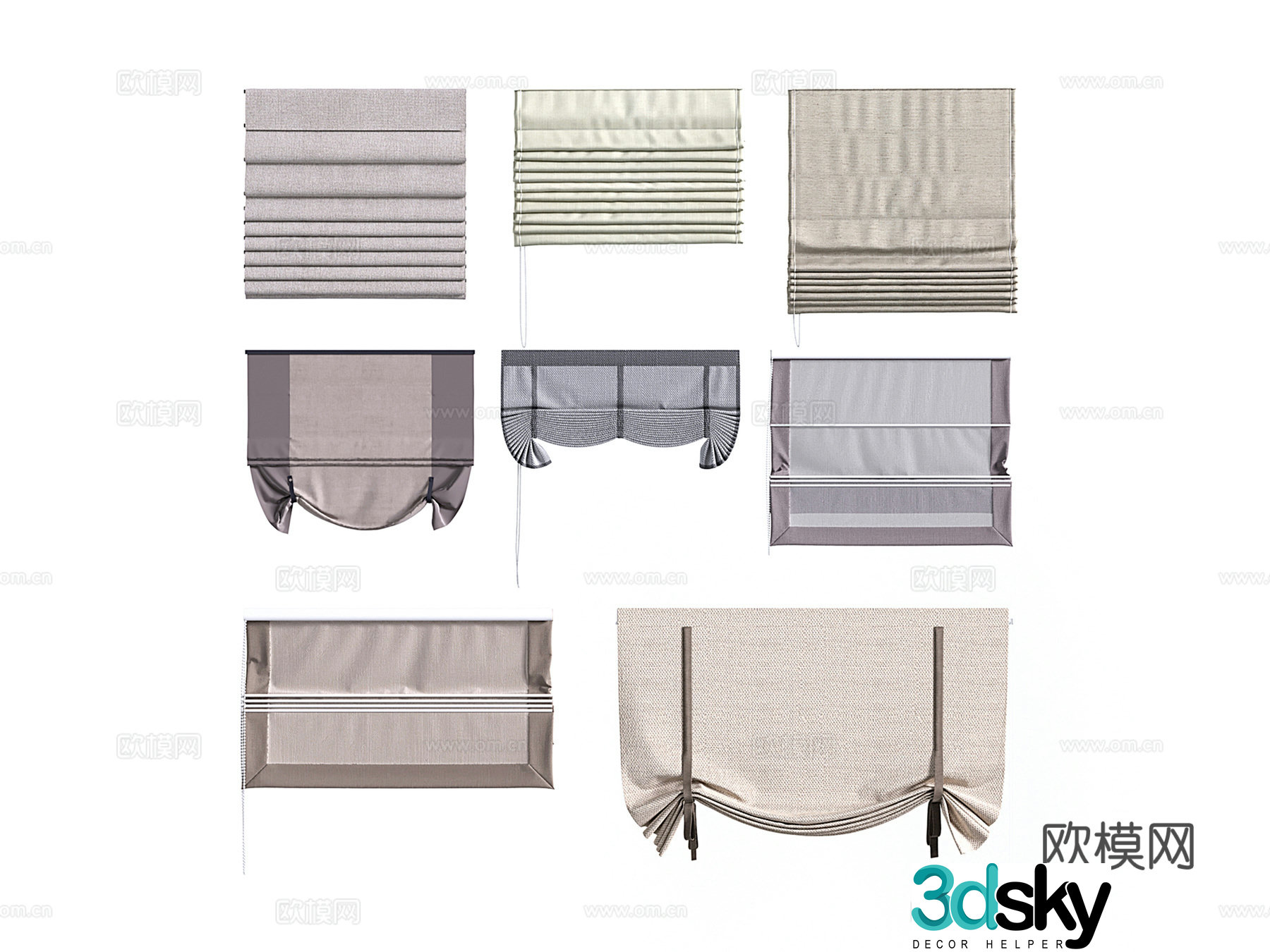 Modern cotton lifting curtain lifting curtain Roman curtain curtain buckle curtain 3d model