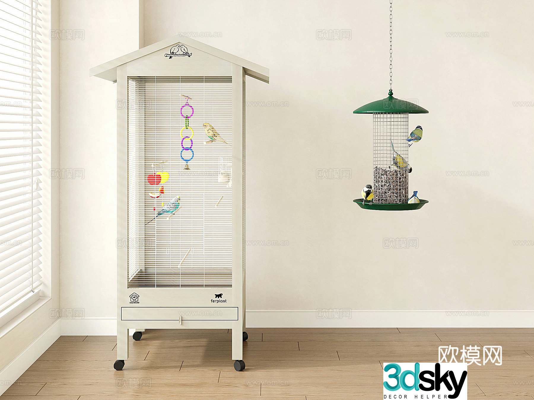 Modern bird cage Parrot cage Large bird villa cage Pet supplies Metal bird feeder 3d model