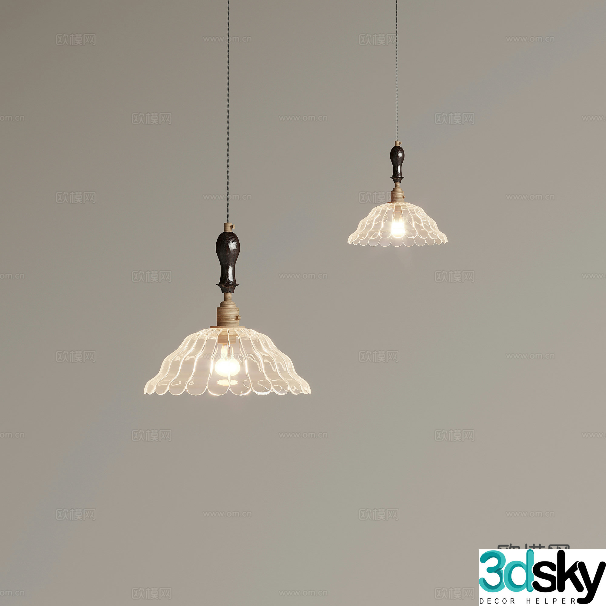 Retro style fishing line chandelier small chandelier 3d model