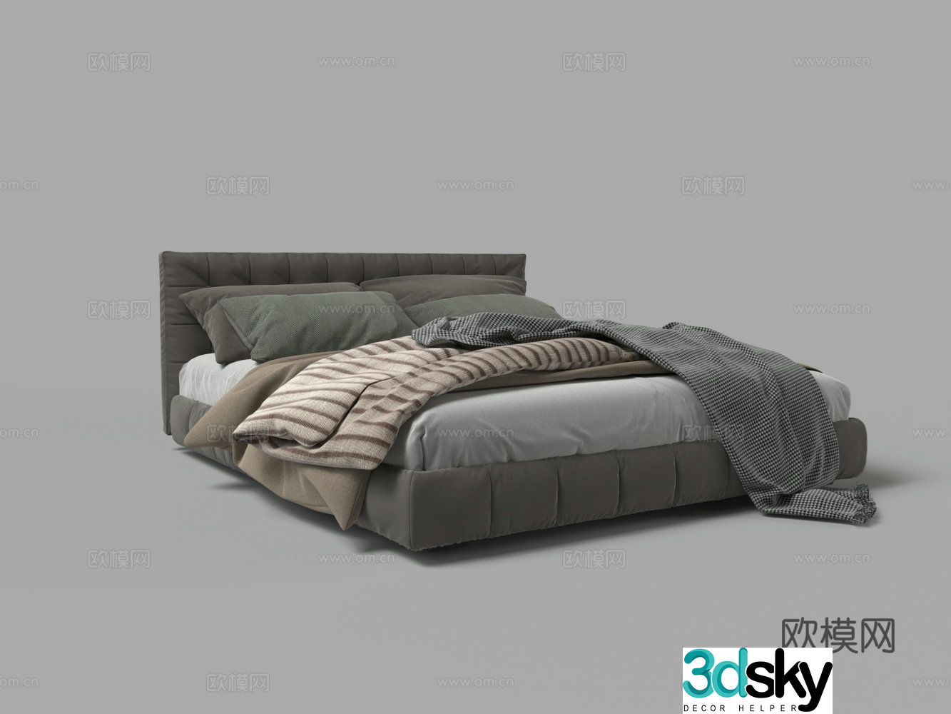 Modern fabric double bed 3d model