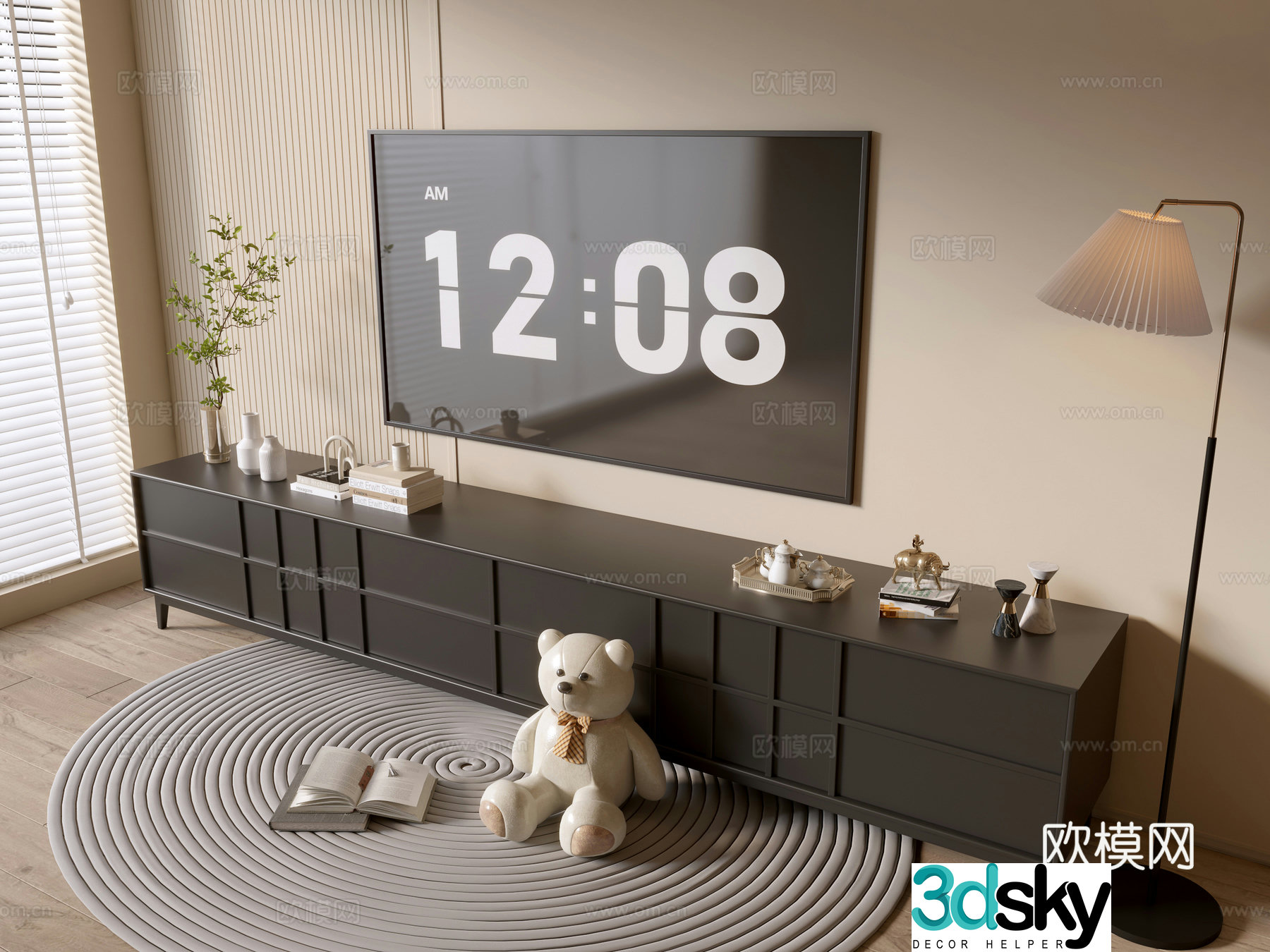 Modern black TV cabinet sideboard balcony cabinet storage cabinet entrance entrance cabinet 3D model
