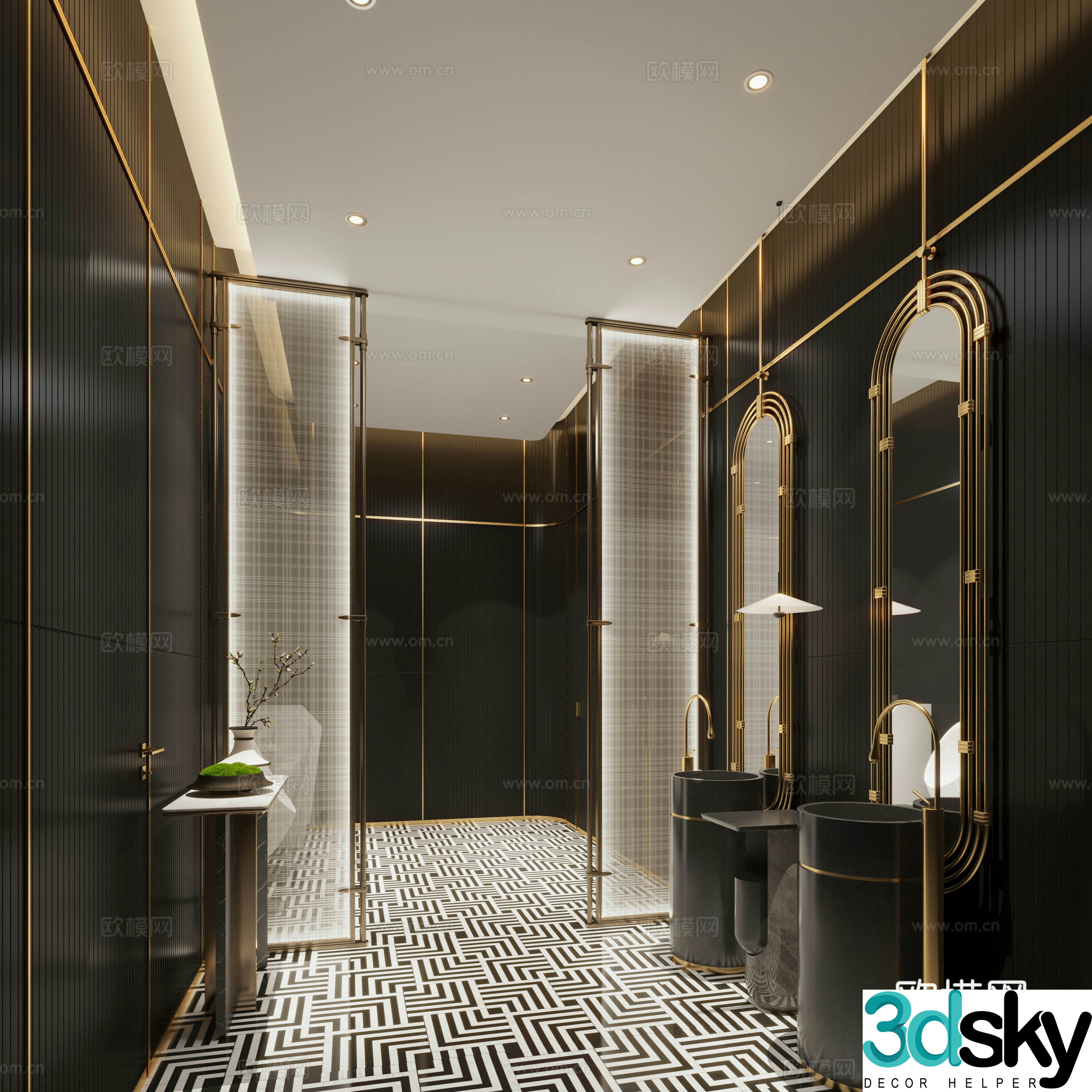 Modern public bathroom 3d model