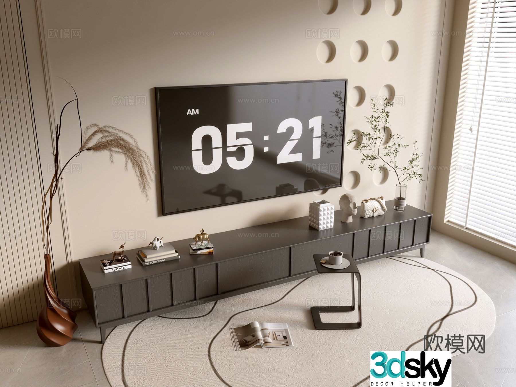 Modern black TV cabinet sideboard balcony cabinet storage cabinet entrance entrance cabinet 3D model