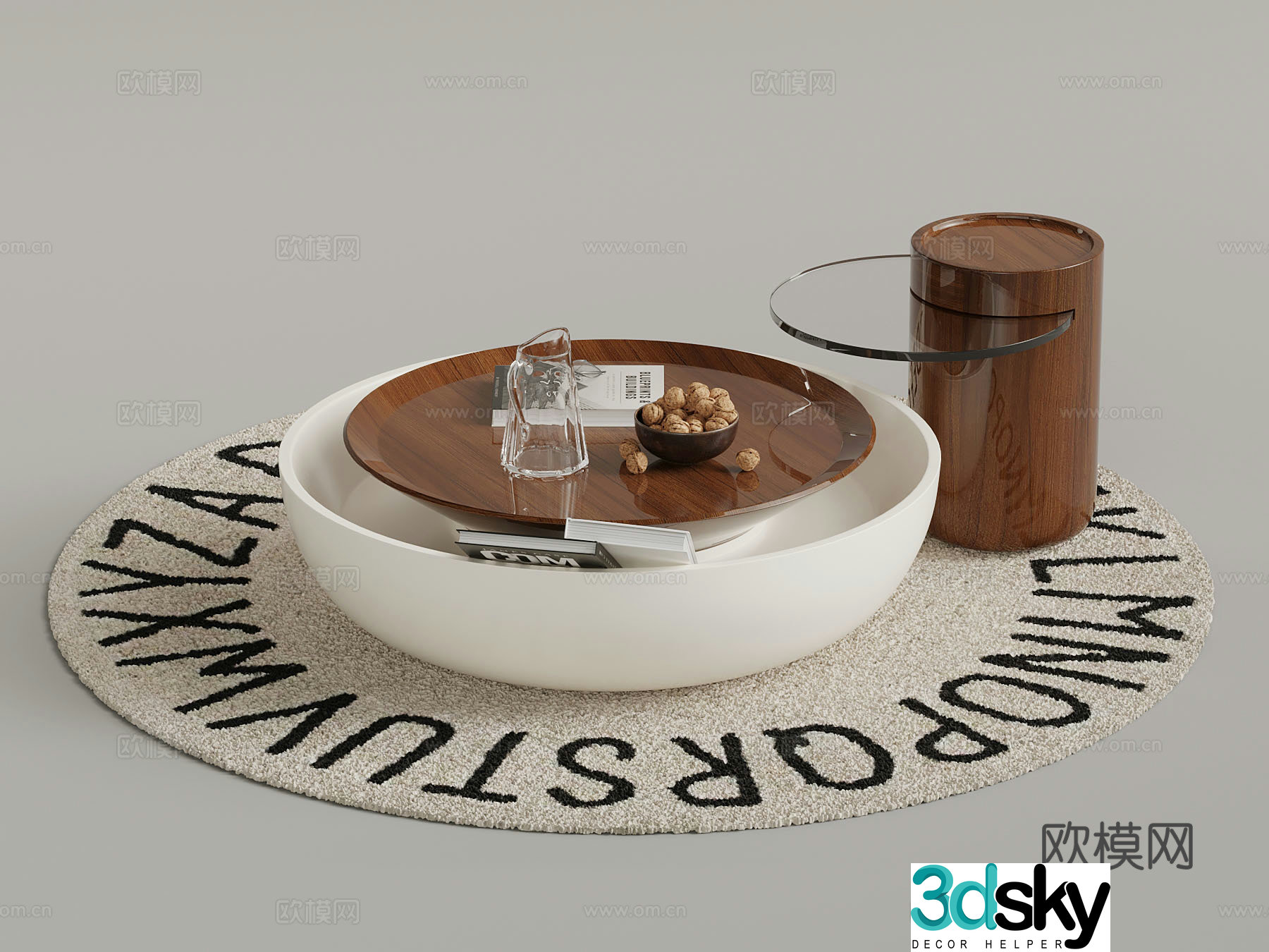 Middle-aged style coffee table letter coffee table 3d model