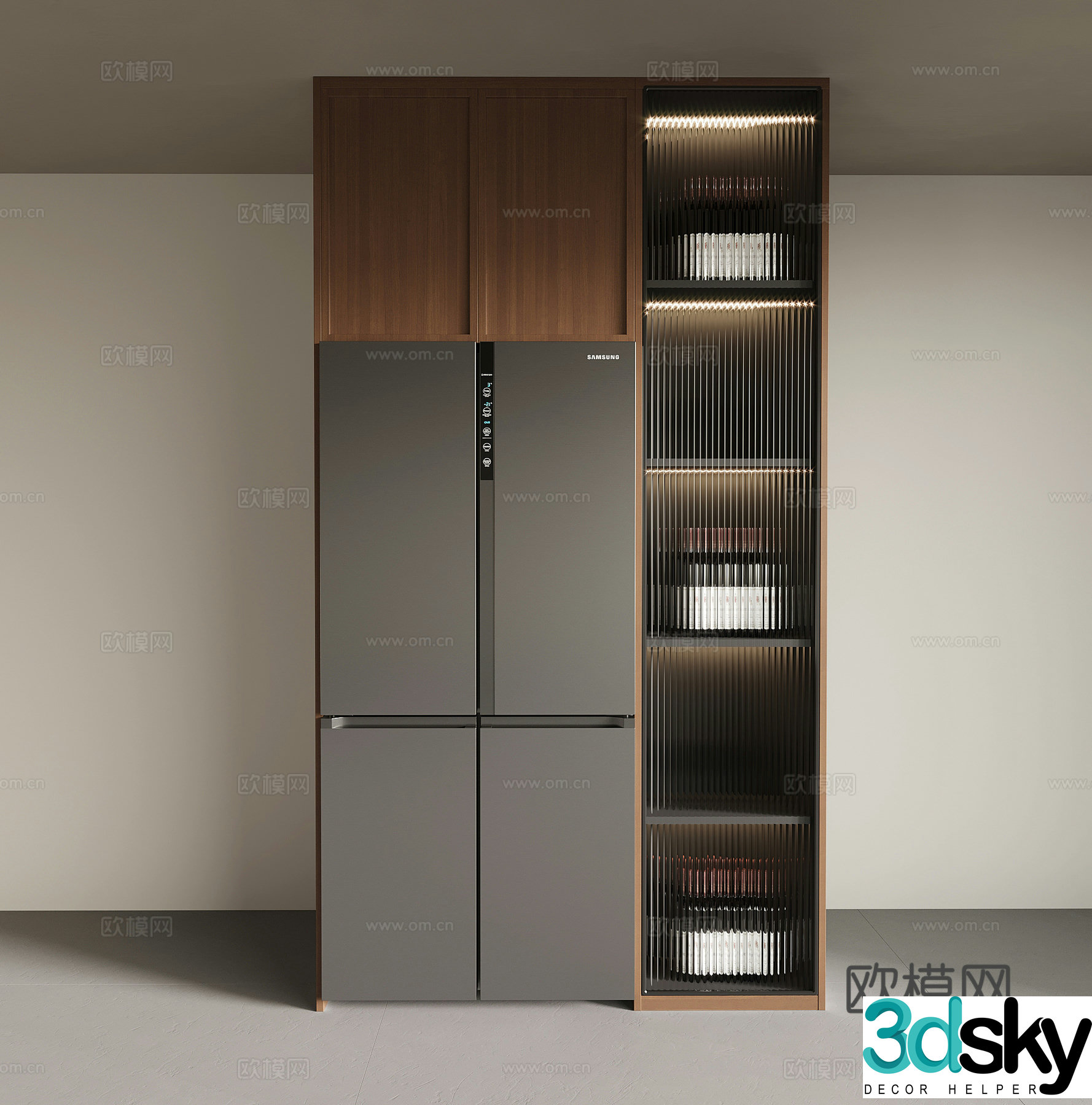 Middle-aged refrigerator wine cabinet refrigerator cabinet 3d model