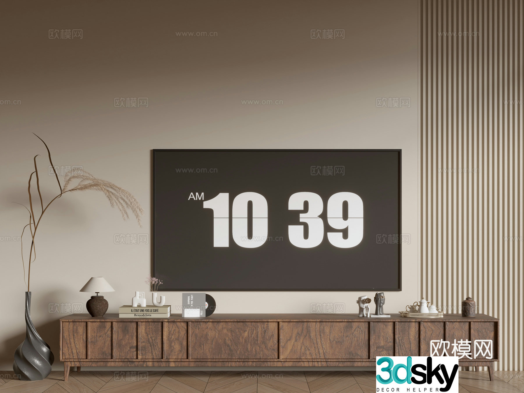 Wasabi Middle Style Side Cabinet Simple TV Cabinet Side Cabinet Chest Cabinet Low Cabinet Overall Cabinet Side Cabinet 3D Model