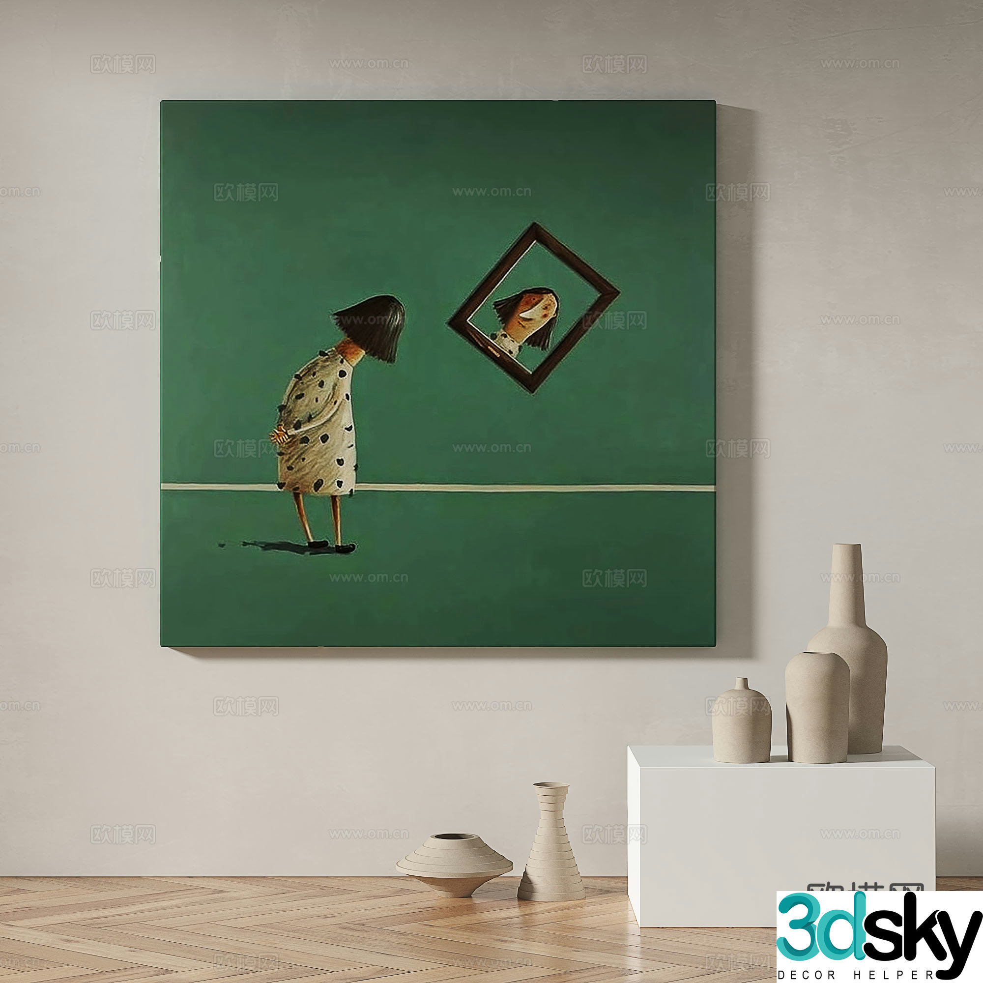 Modern minimalist abstract decorative painting 3d model