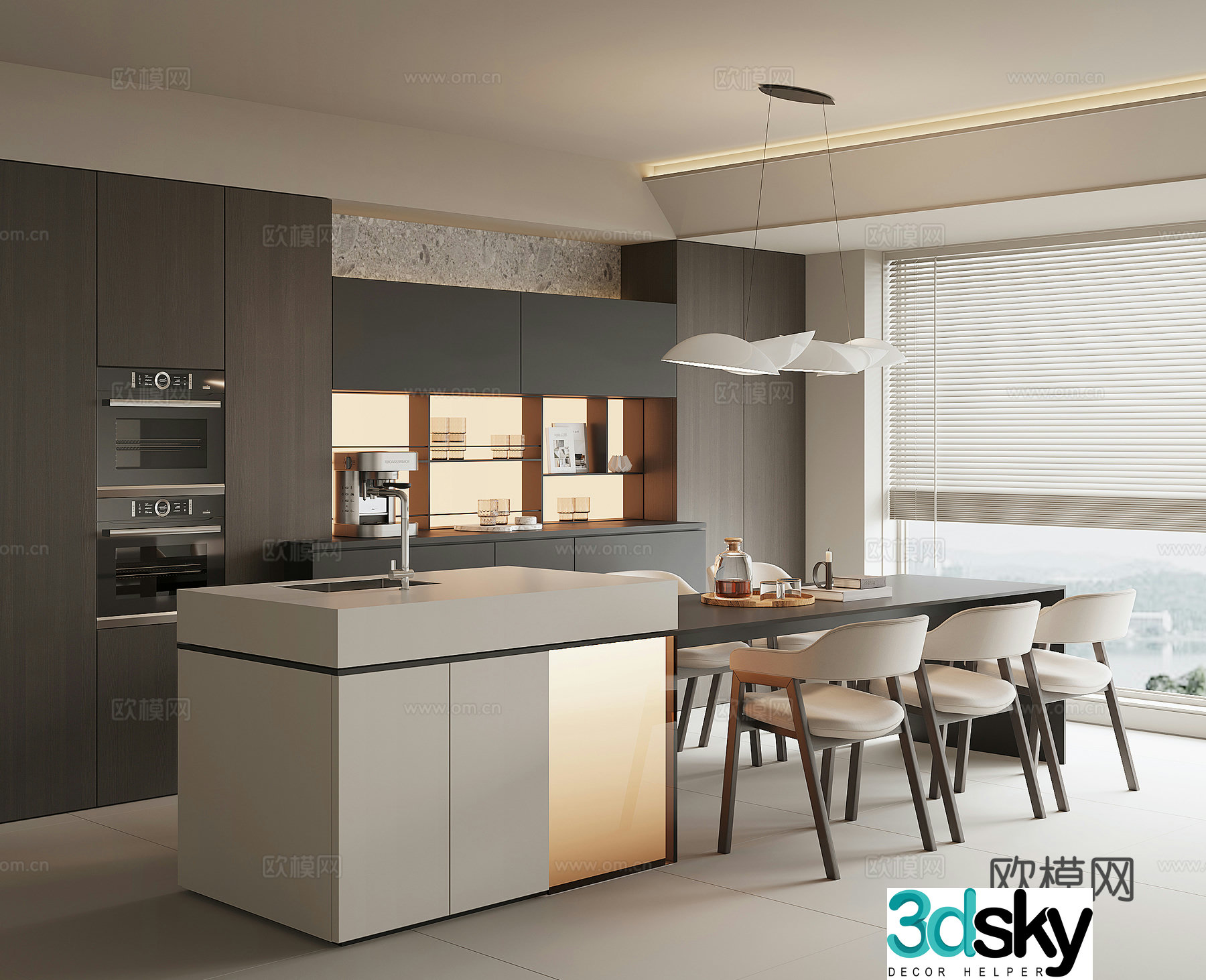 Modern home restaurant 3d model