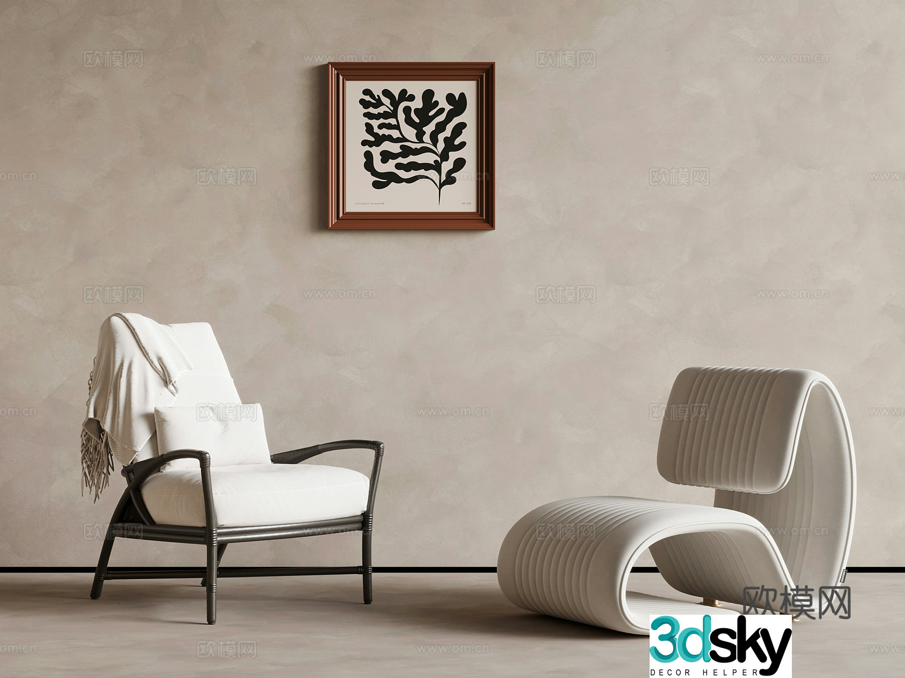Medium style leisure chair 3d model