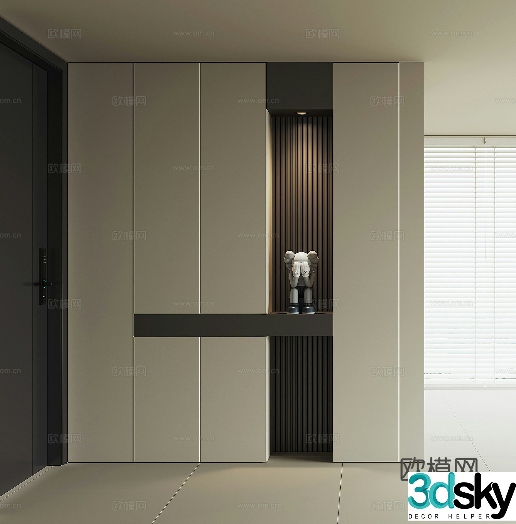 Modern home entrance shoe cabinet 3D model