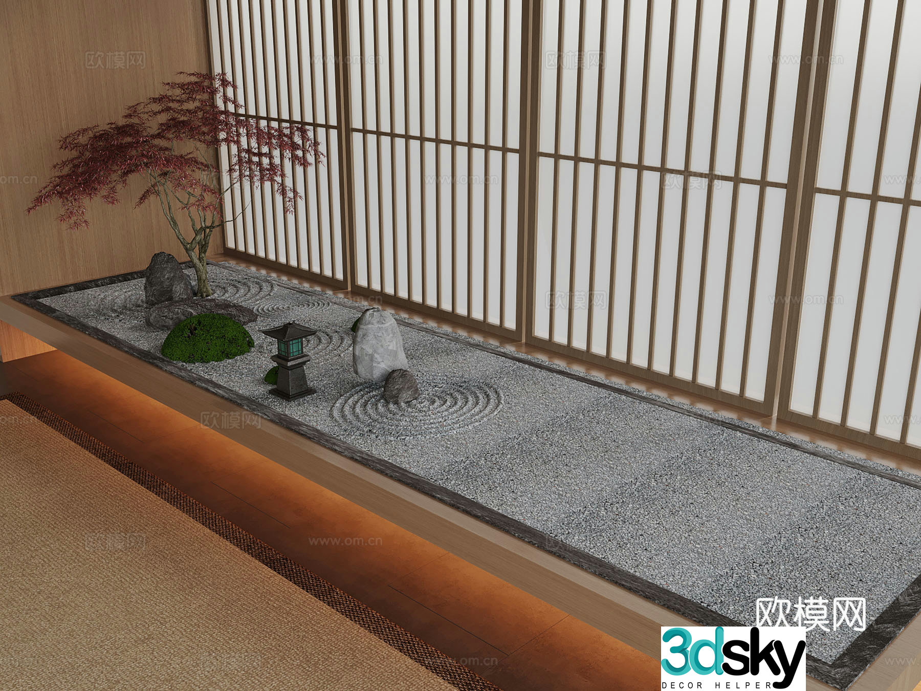 New Chinese style interior landscape Song style interior sketch 3D model