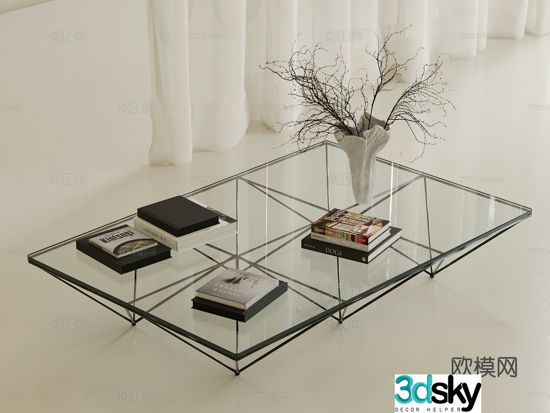 Modern glass coffee table art coffee table 3d model