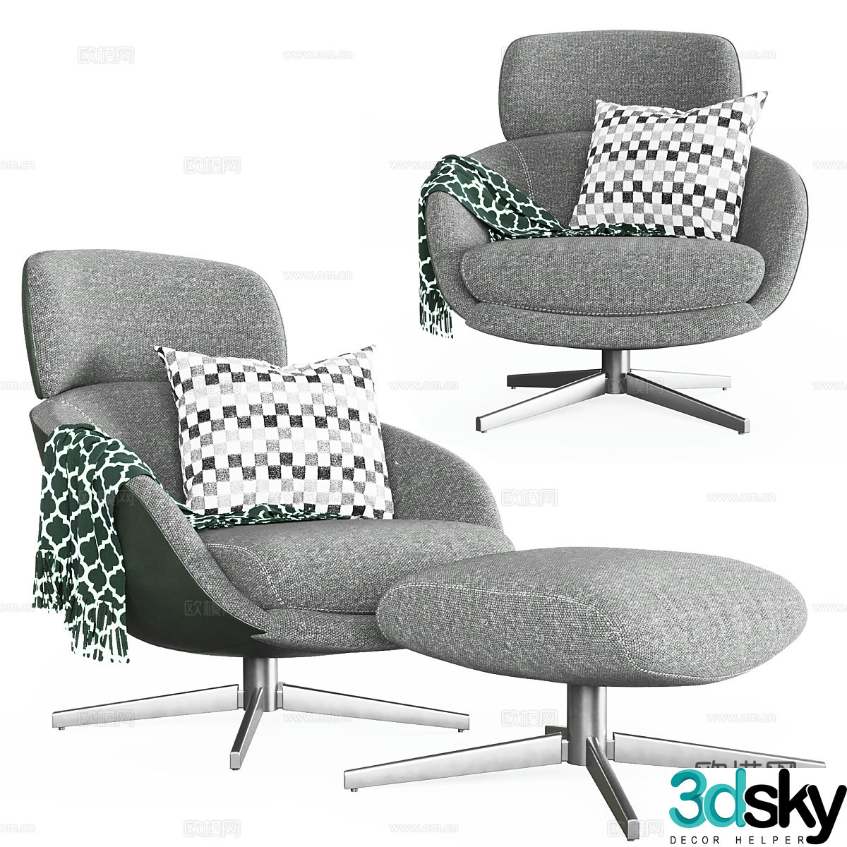 Leisure chair footstool 3d model