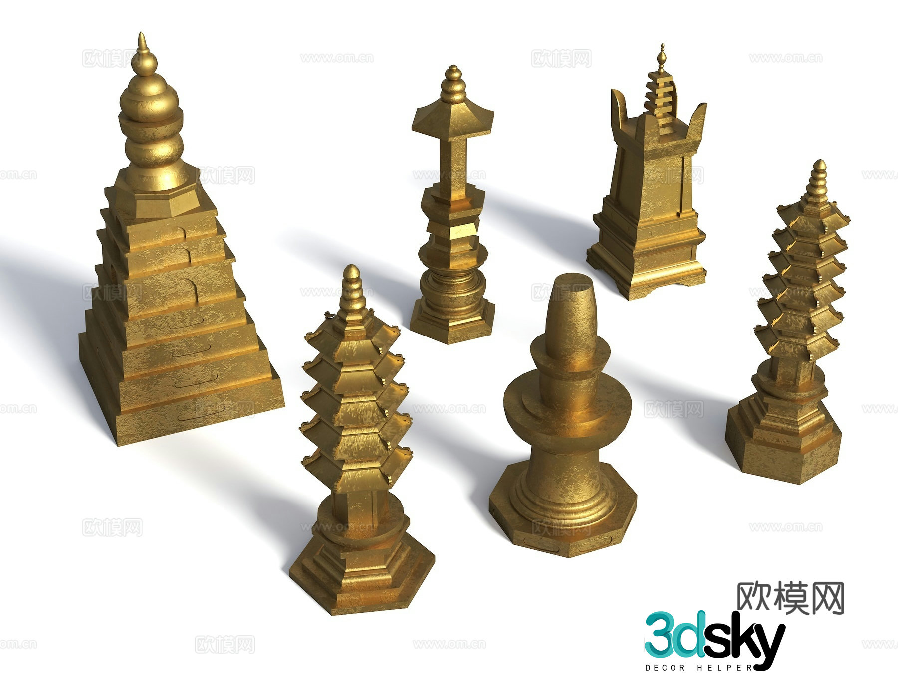 Chinese style talin Tongding Incense Burner Land Temple Jingzhong Jintu Pagoda Chinese style pagoda ancient pagoda 3D model