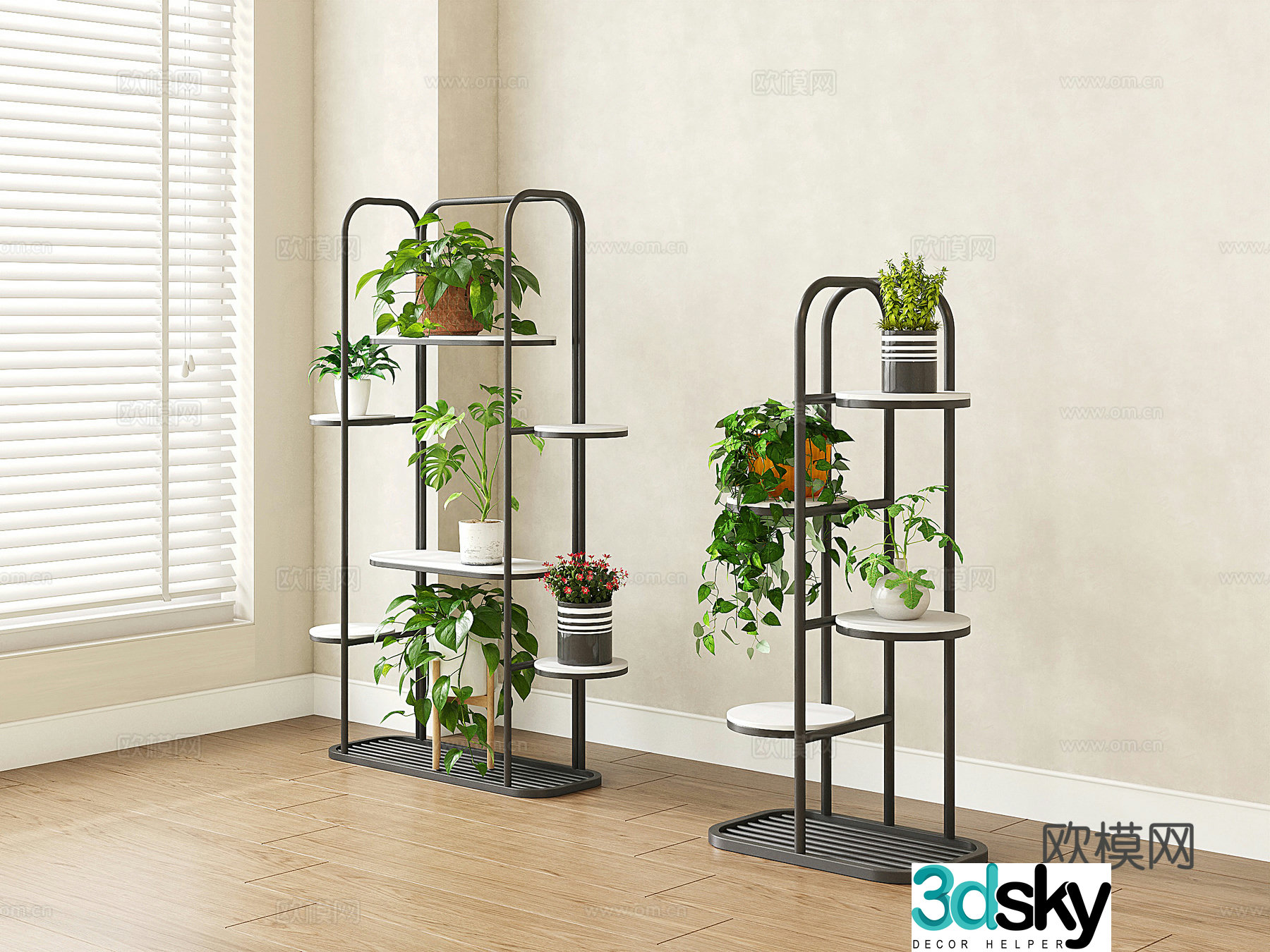 Modern subway art flower stand storage rack multi-layer flower stand flower pot stand green plant pot plant 3D model