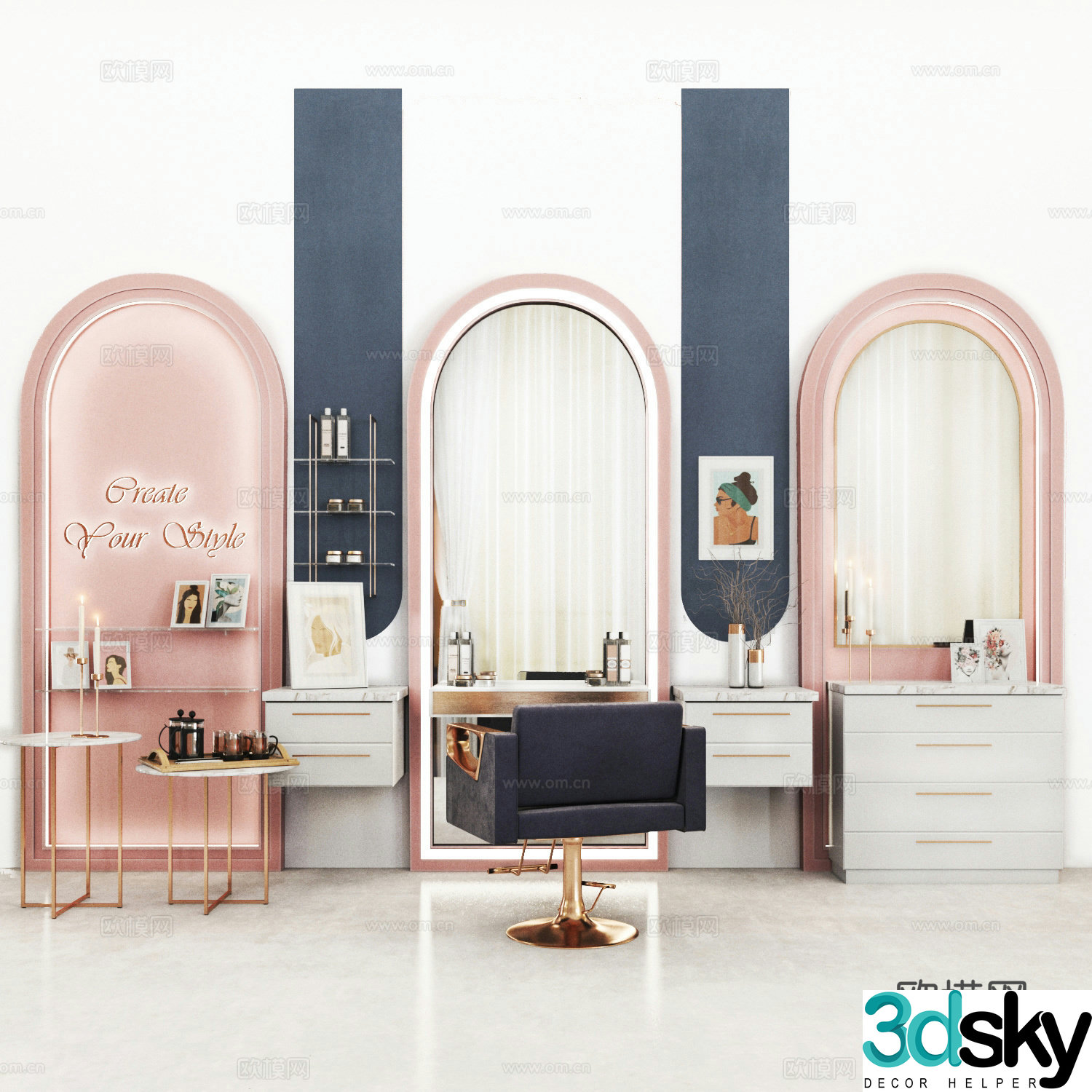 Modern light luxury hairdressing and beauty 3D model