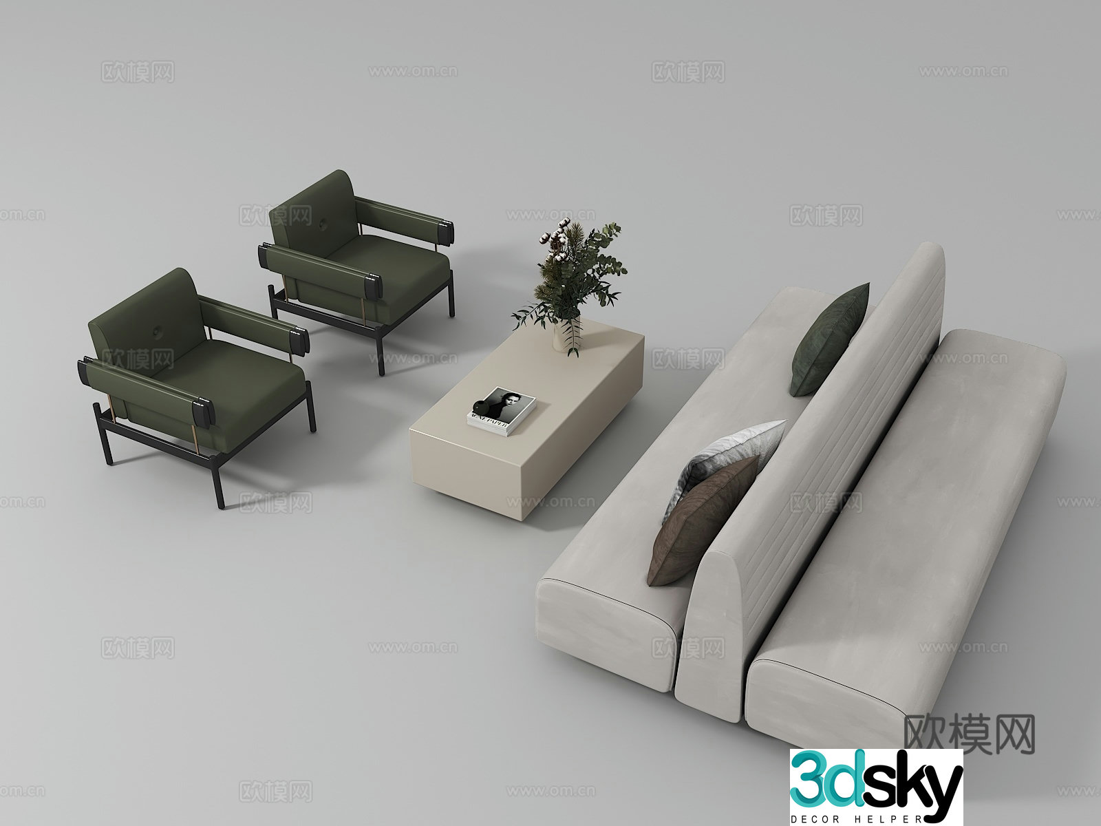Casual sofa coffee table combination 3D model