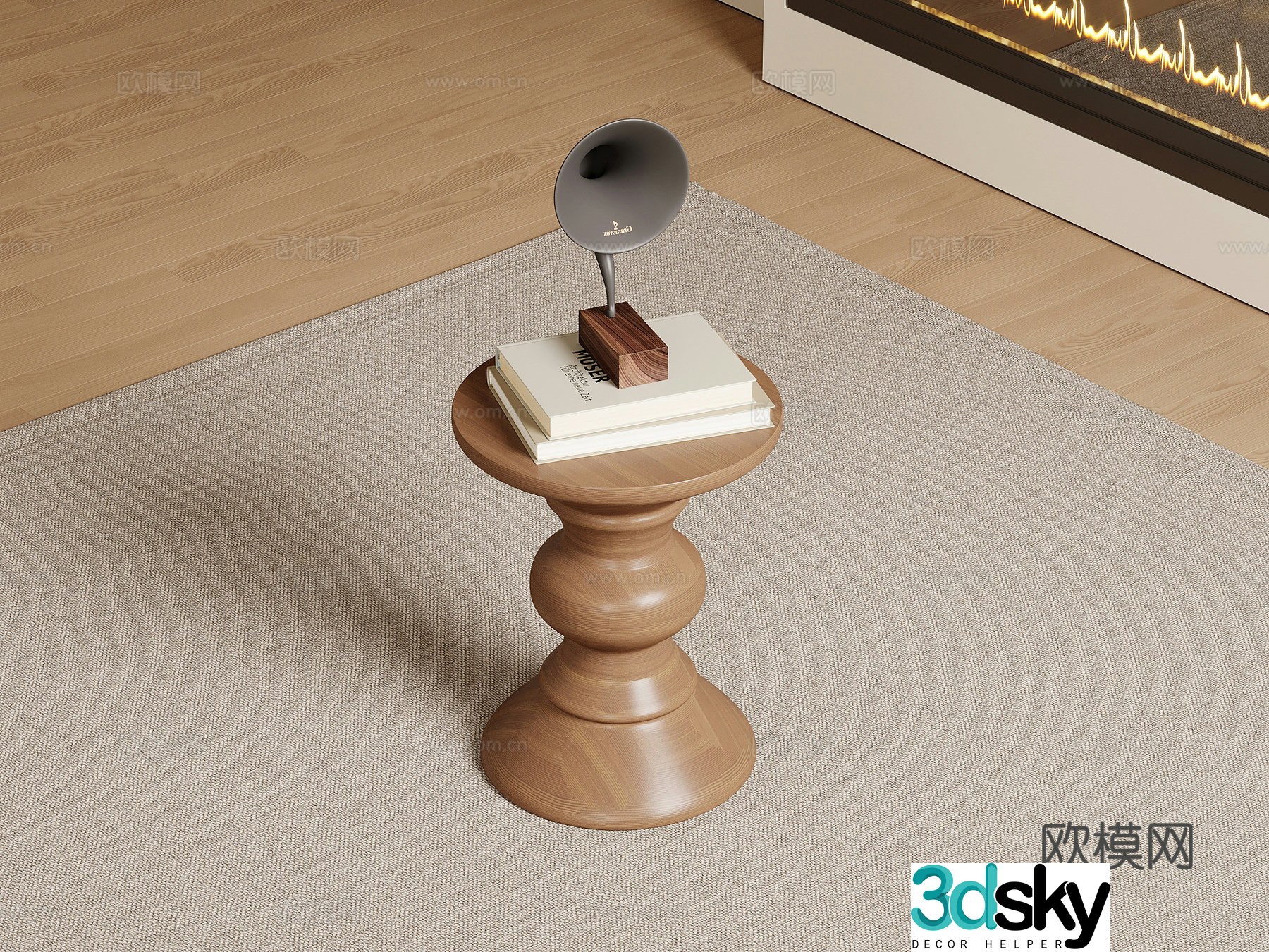 Medium style solid wood edge table jewelry ornament 3D model
