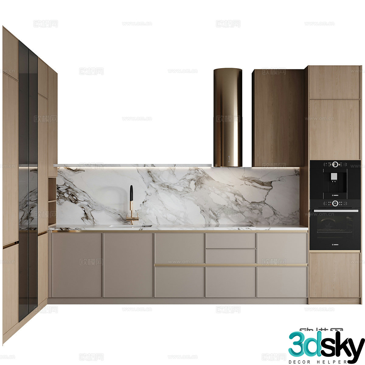 Modern Italian light luxury cabinet 3D model
