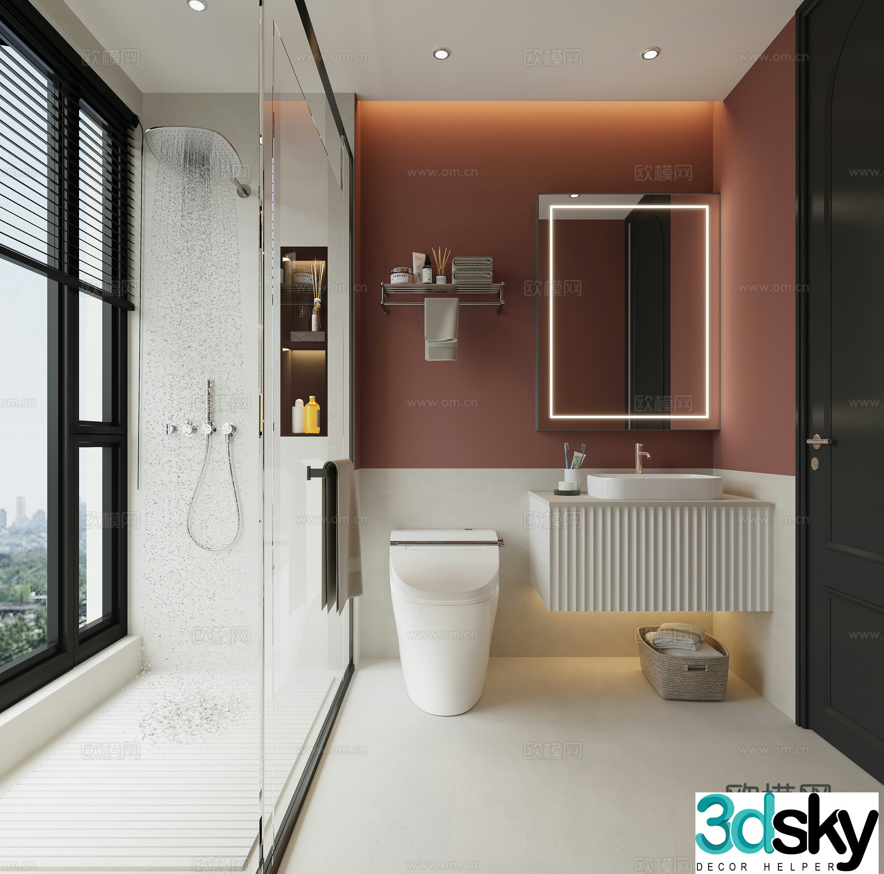 Modern minimalist bathroom 3d model