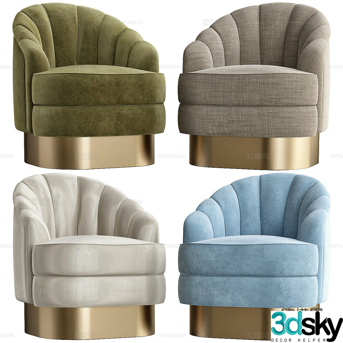 Modern light luxury shell casual sofa 3D model