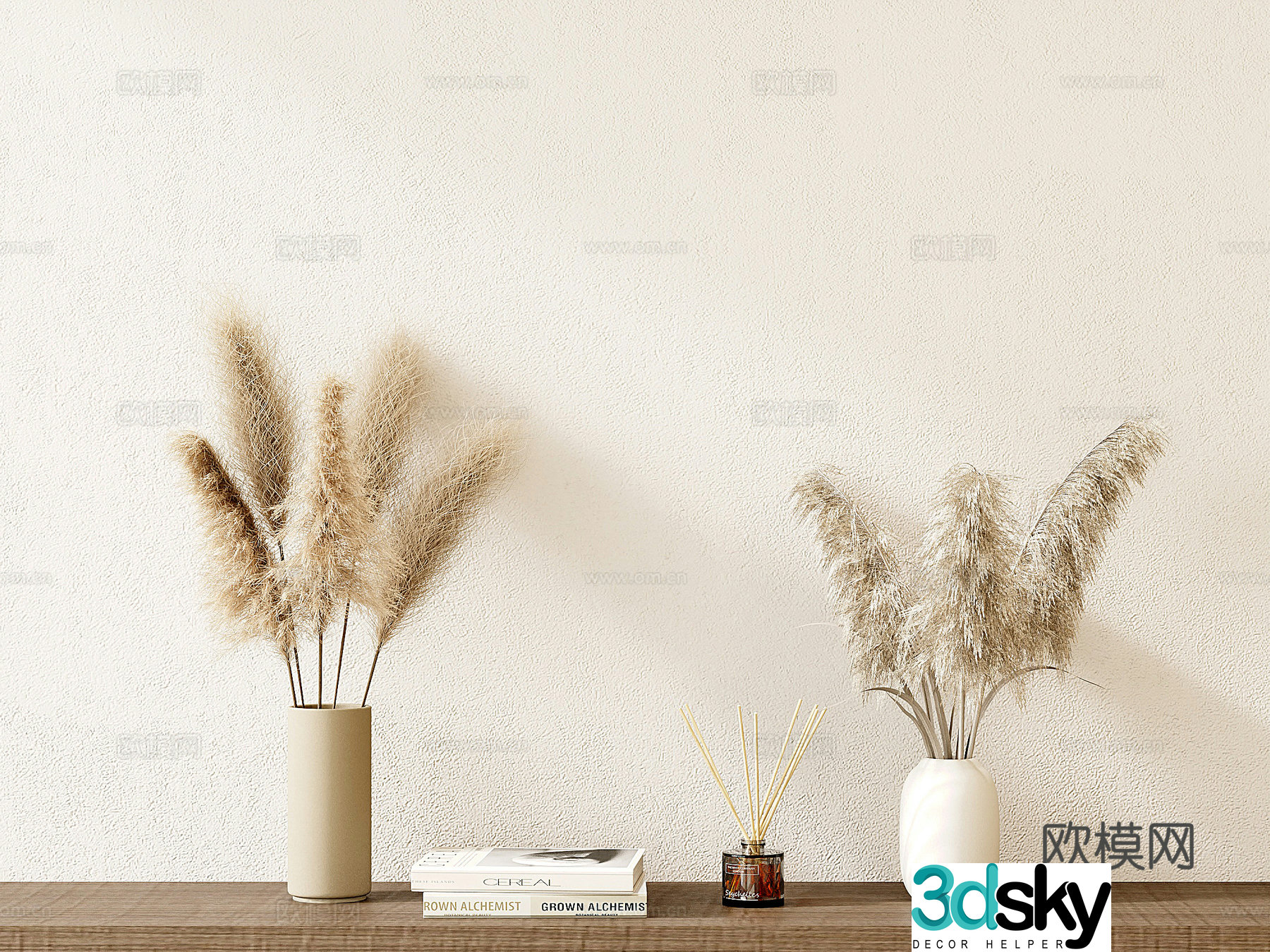 Modern vase flower art dried flowers books jewelry ornaments 3D model