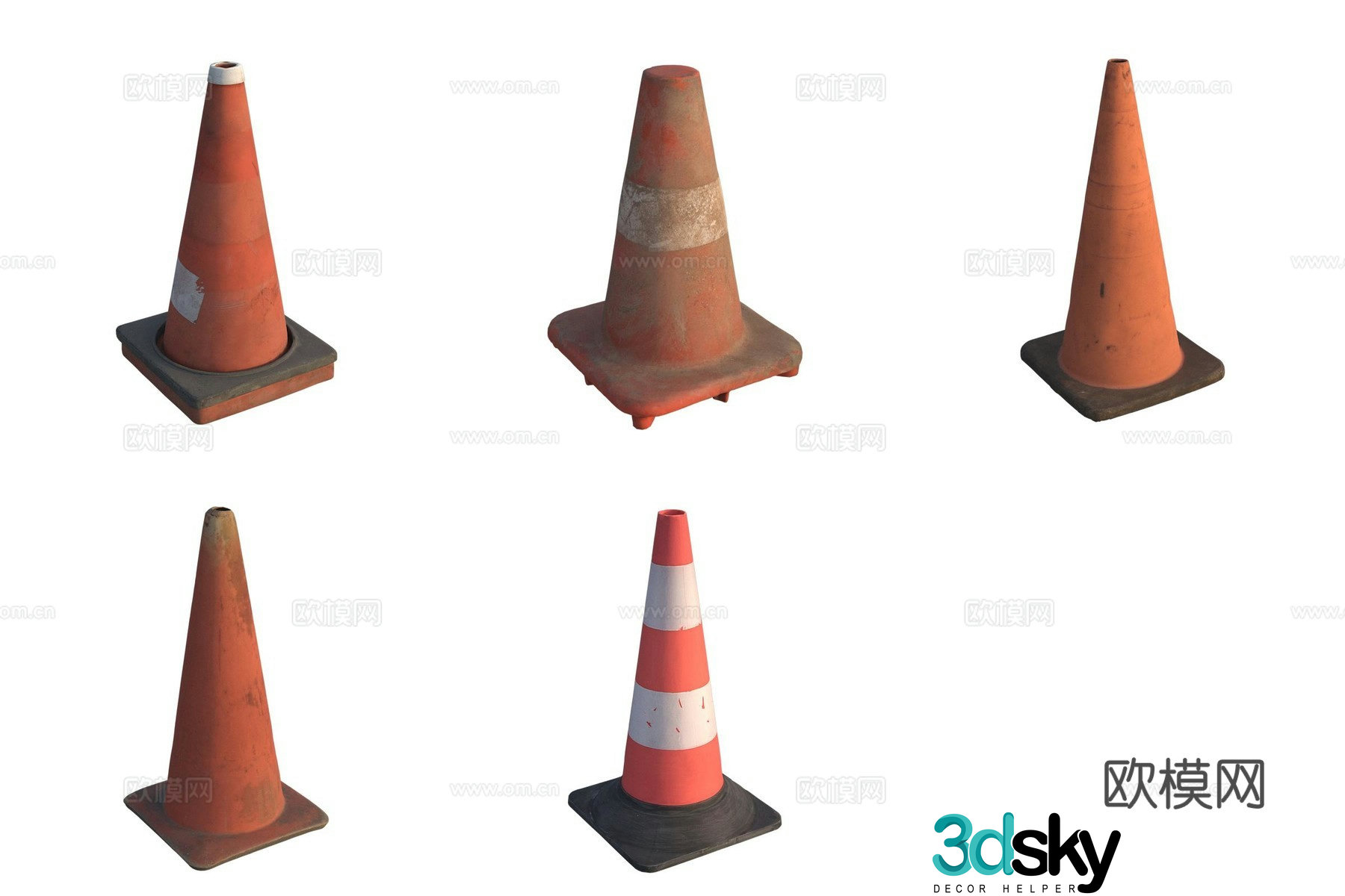 Roadblock conical barrel road facility 3D model