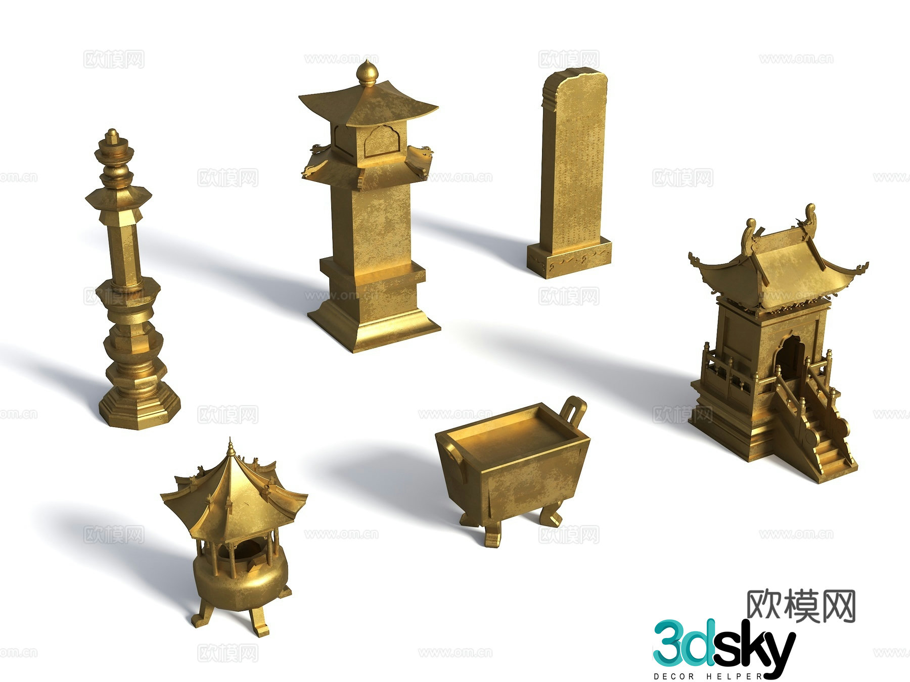 Chinese style talin Tongding Incense Burner Land Temple Jingzhong Jintu Pagoda Chinese style pagoda ancient pagoda 3D model